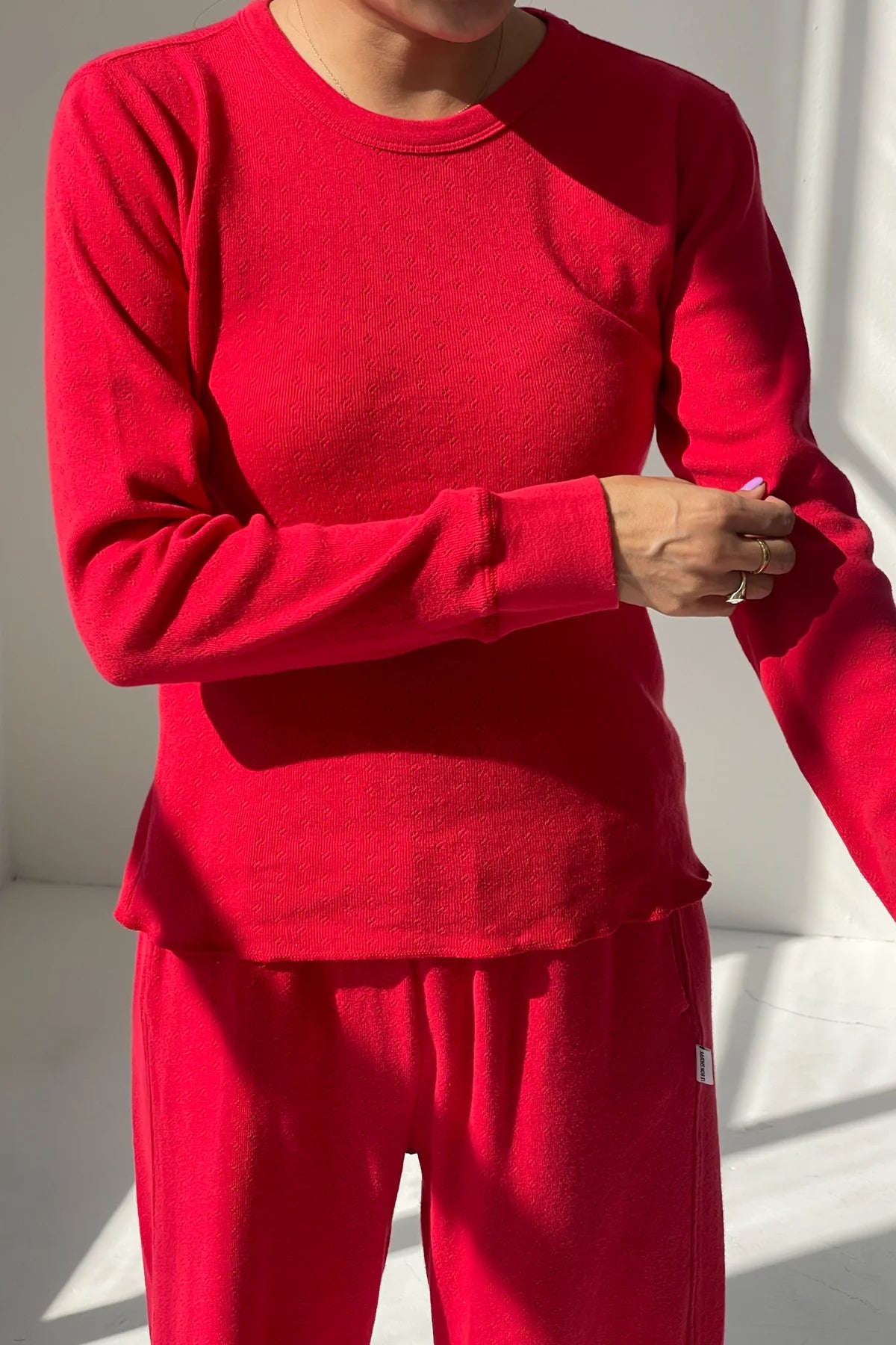 Pointelle Fundamental Tee // Red