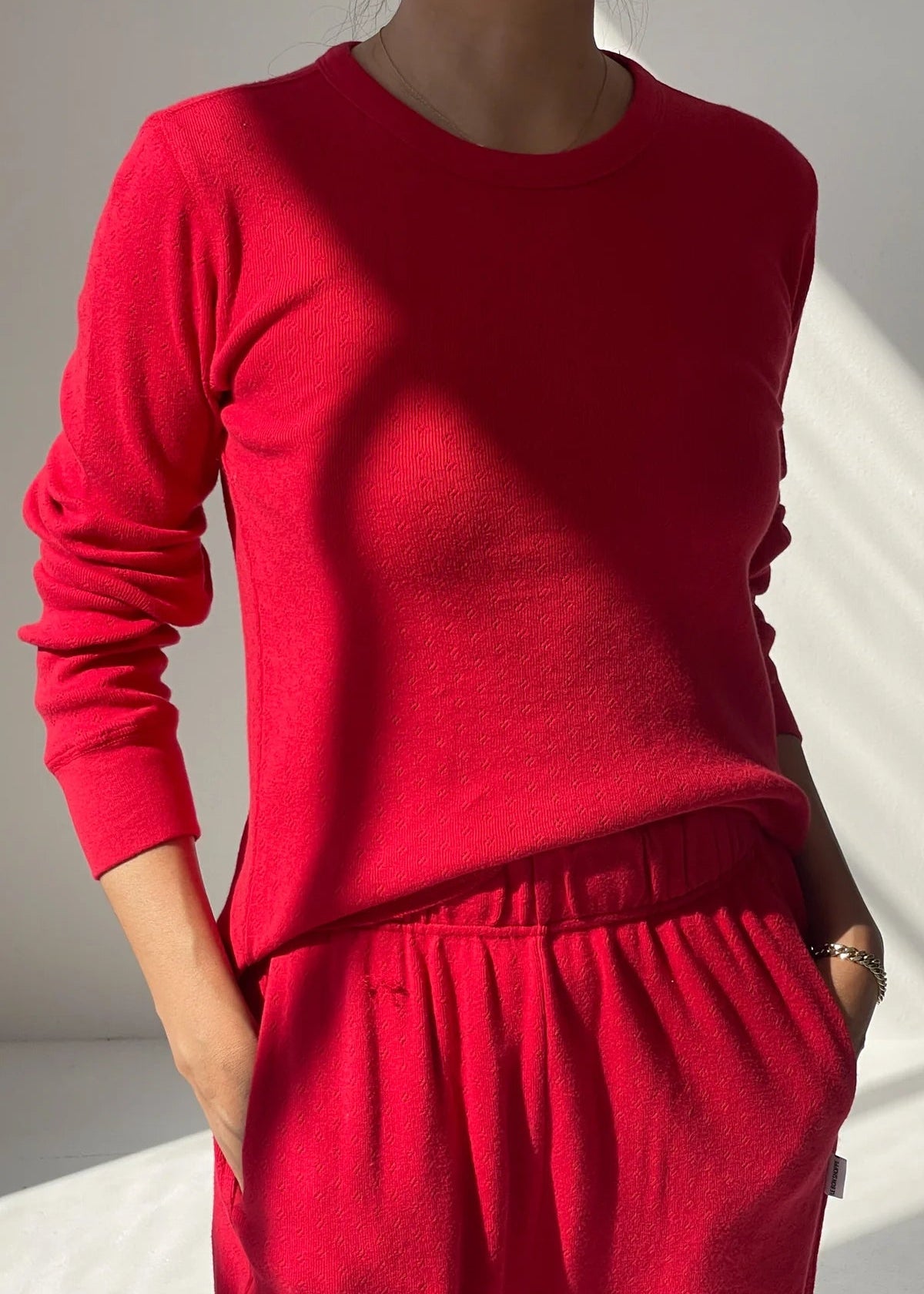 Pointelle Fundamental Tee // Red