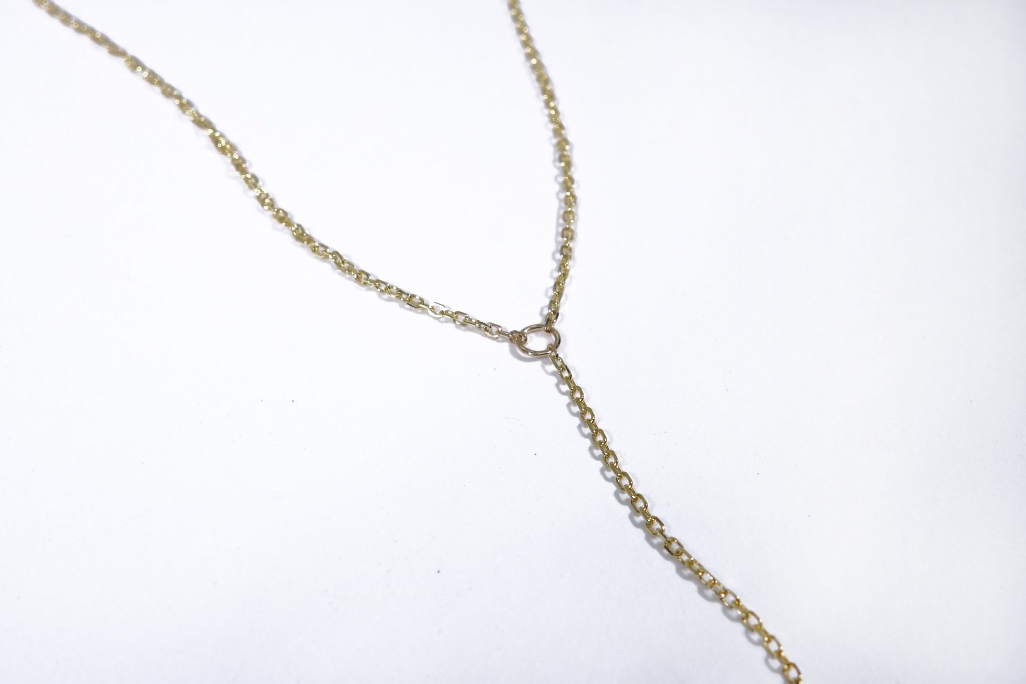 Linear Y Necklace // 14k Gold
