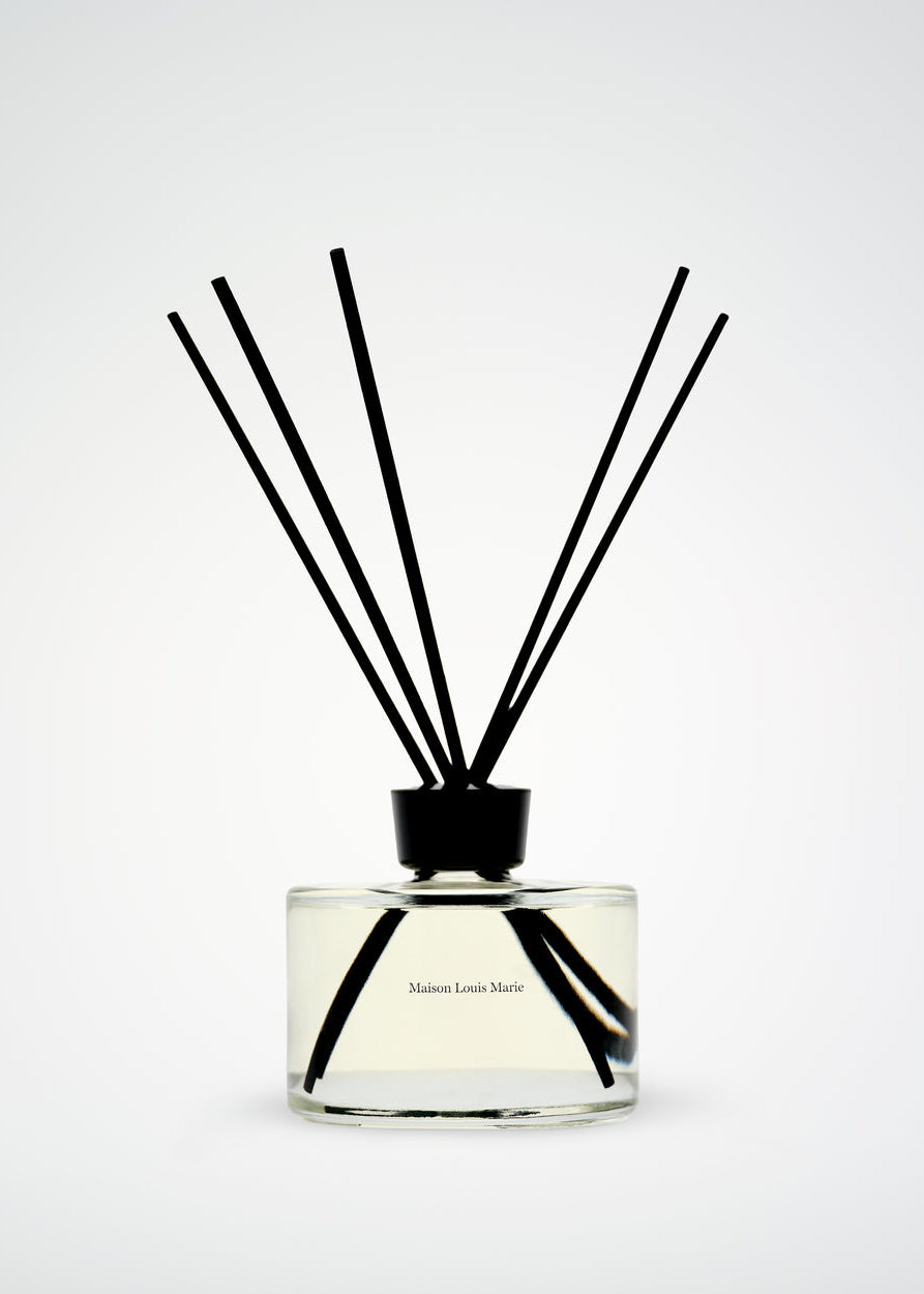 Diffuser with black sticks on a white background