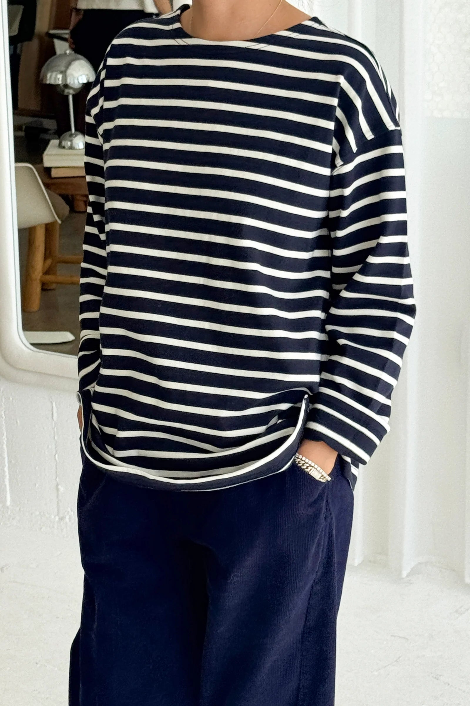 Sailor Top // White Stripe on Navy