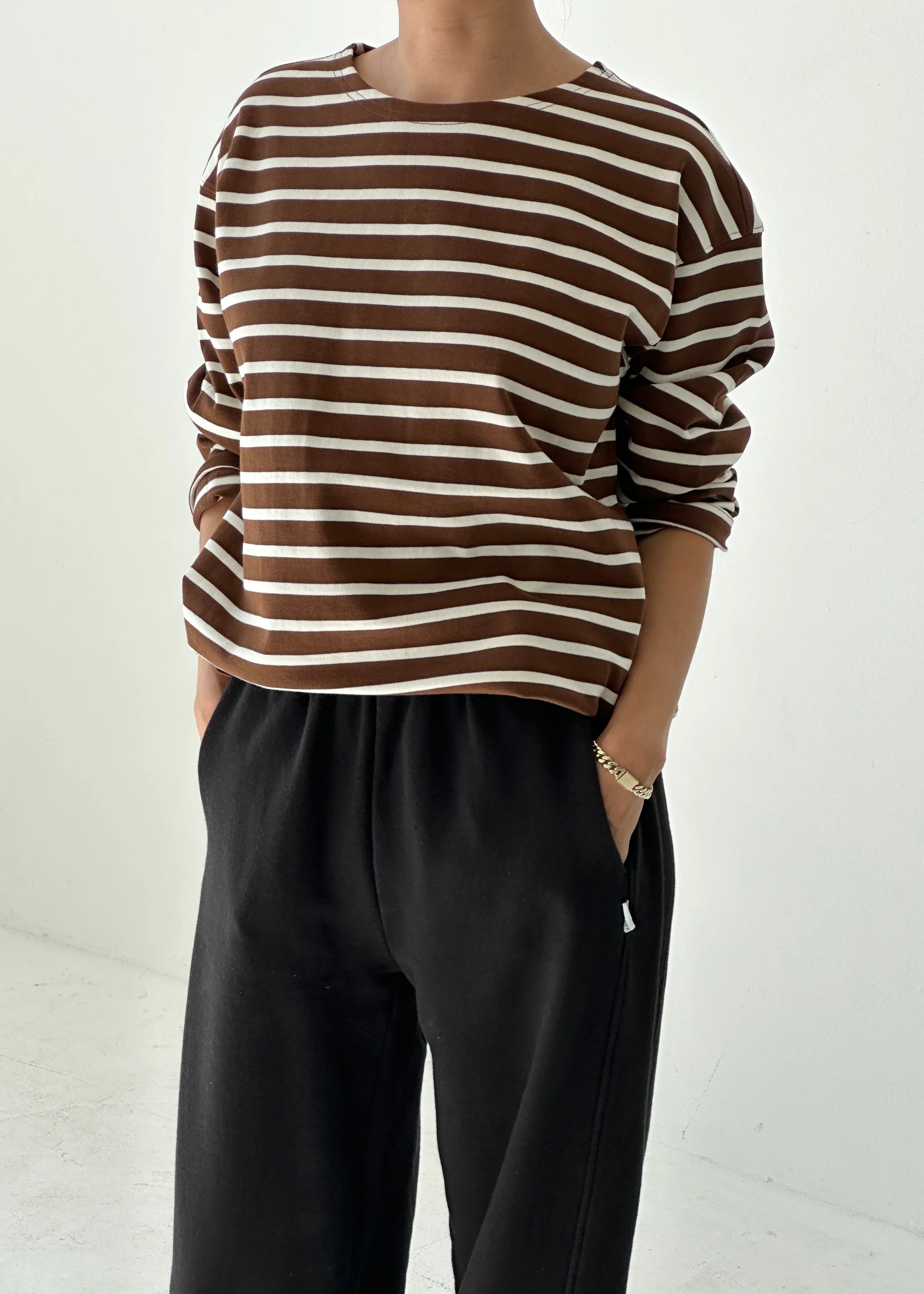 Marseille Top // White Stripe on Coffee