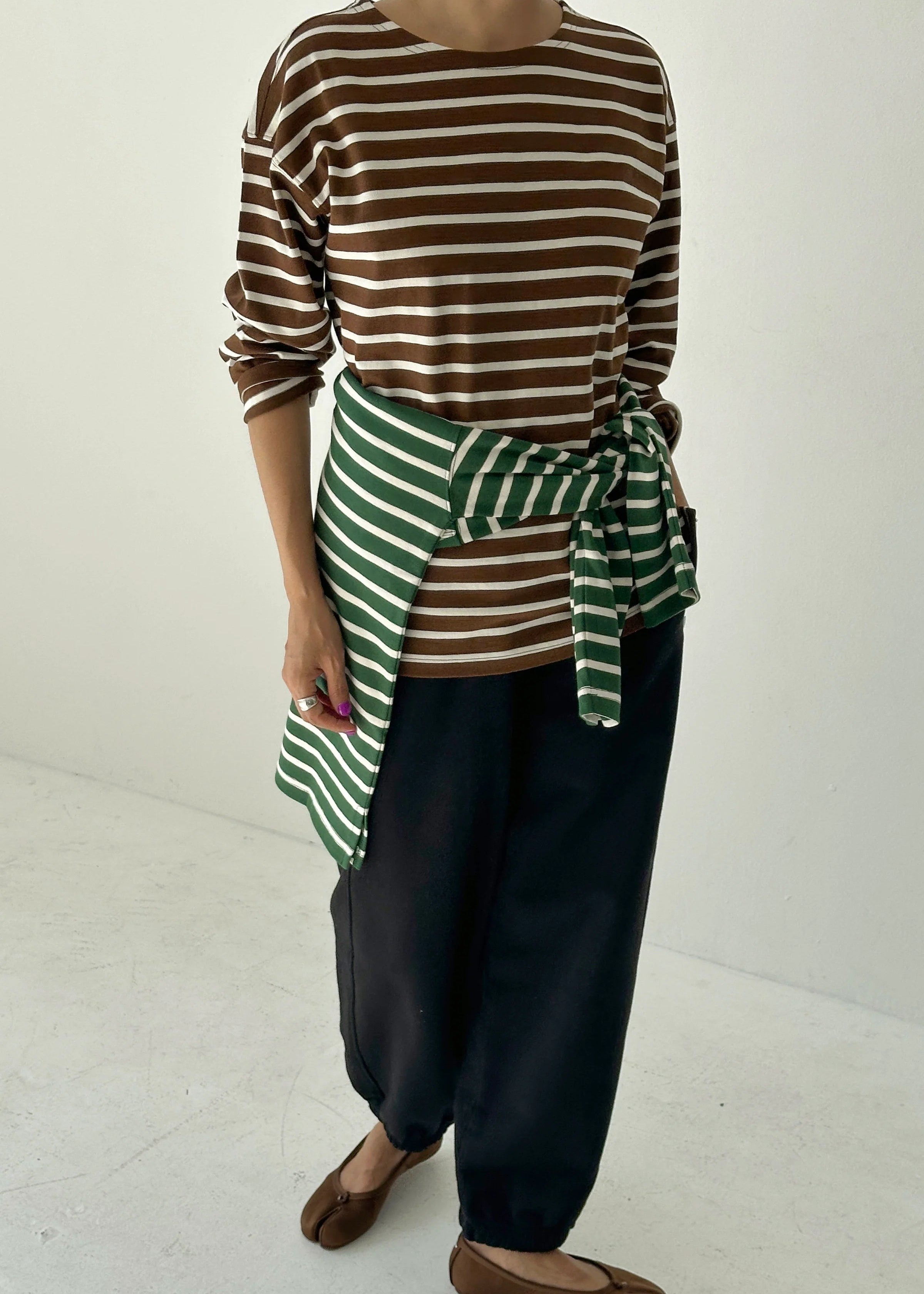 Marseille Top // White Stripe on Coffee