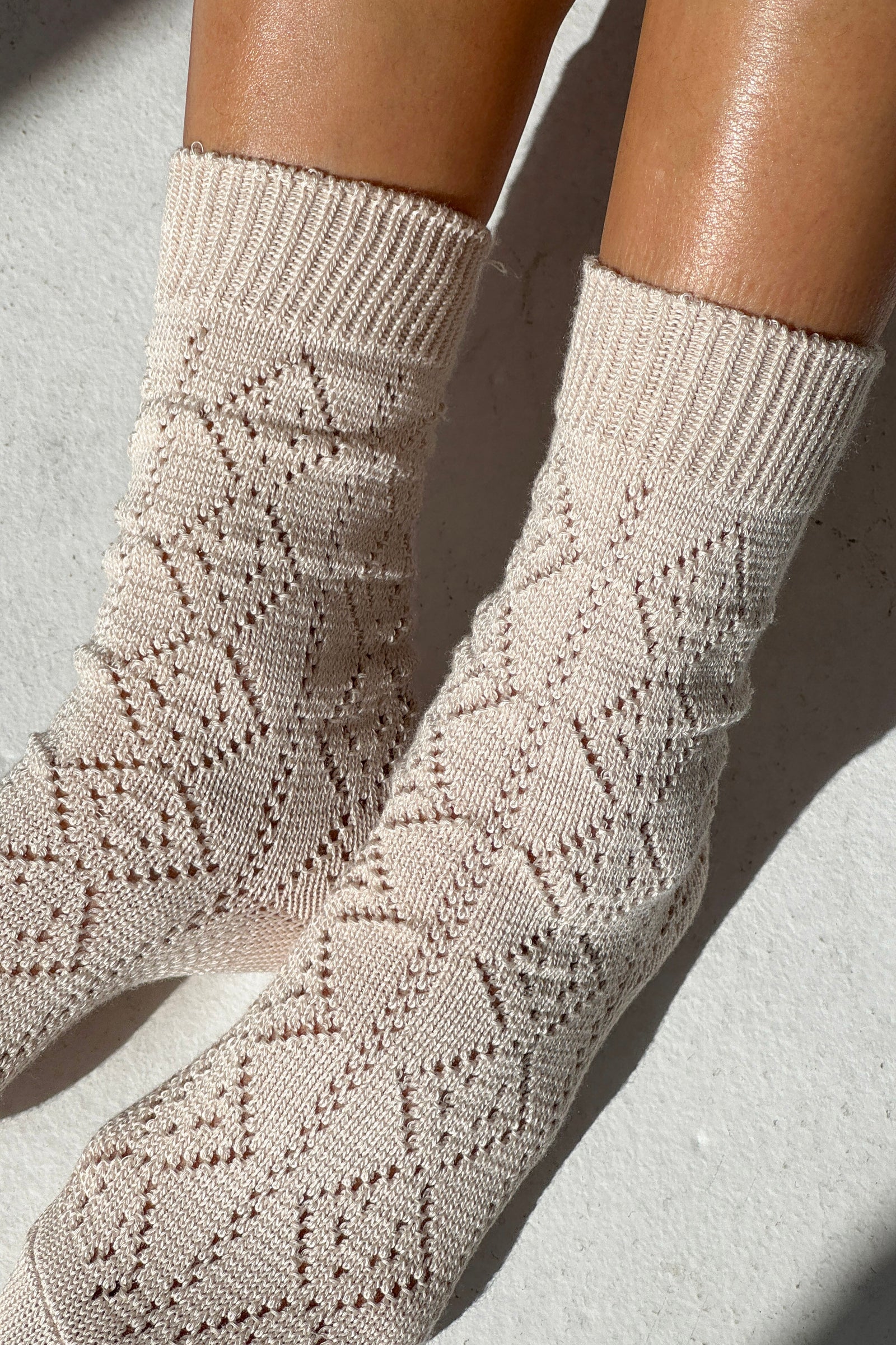 Modal Eyelet Socks // Oyster