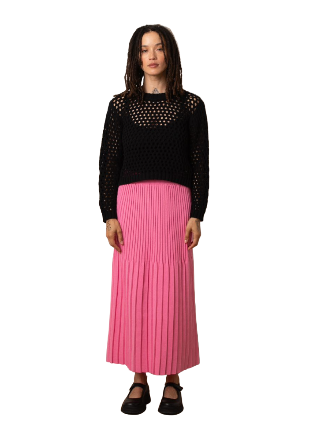 Knit Pleated Skirt // Bubblegum