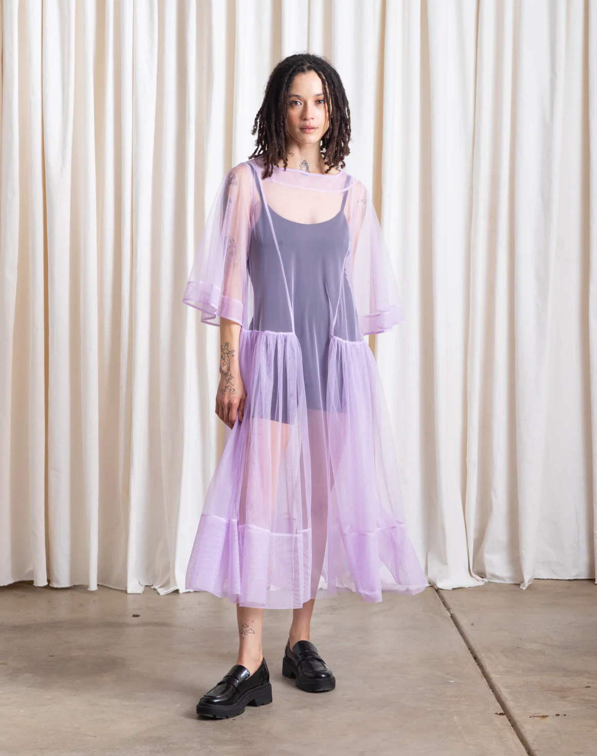 Side Ruffle Dress // Lilac