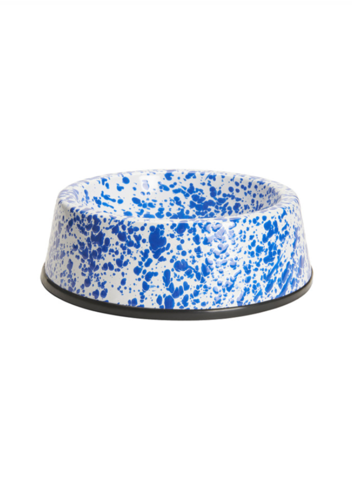 Large Pet Bowl // Blue Enamel Splatterware