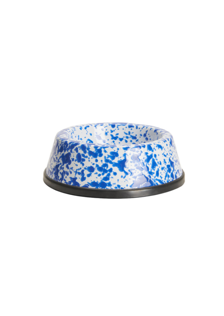 Small Pet Bowl // Blue Enamel Splatterware