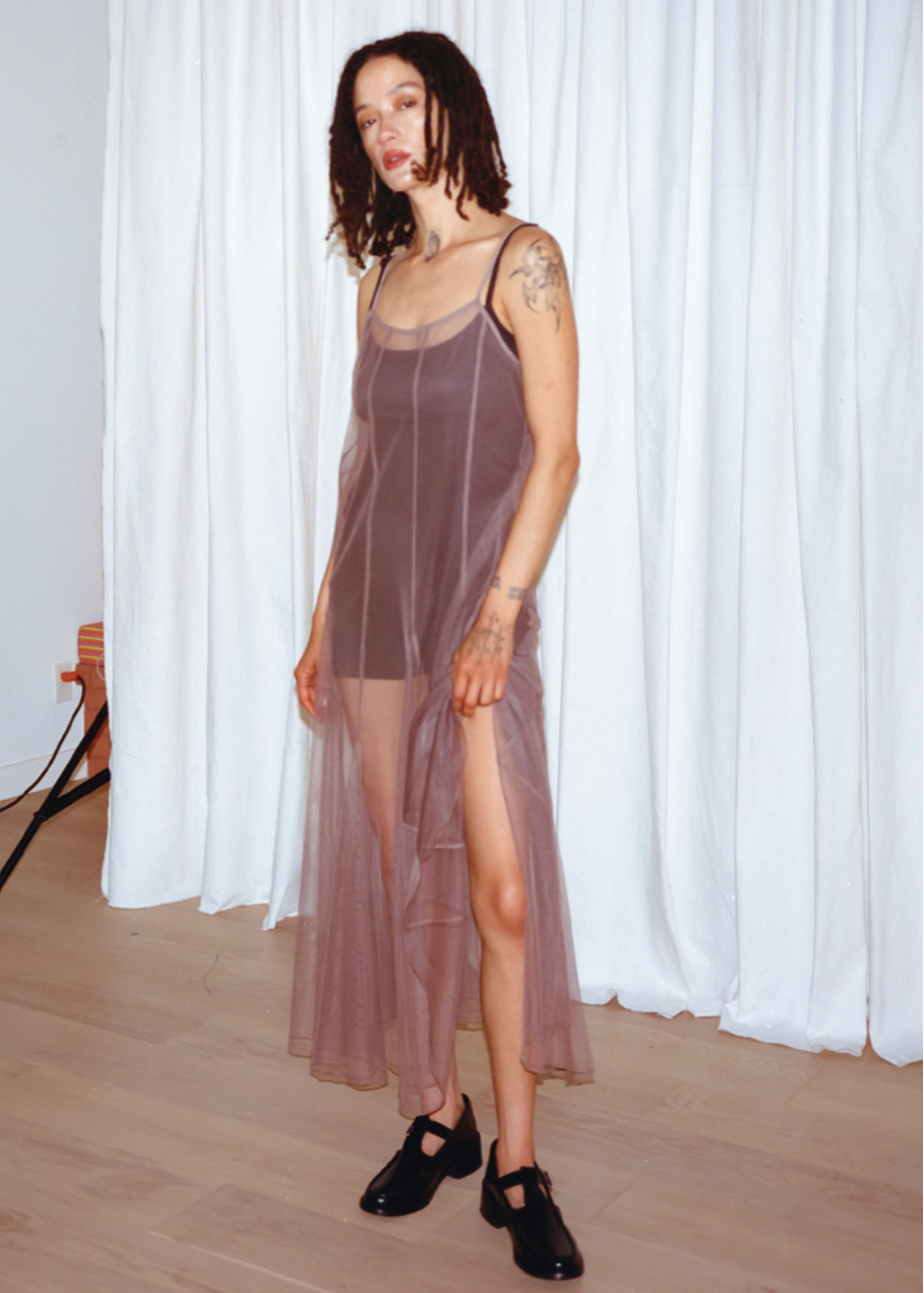 Paneled Mesh Dress // Taupe