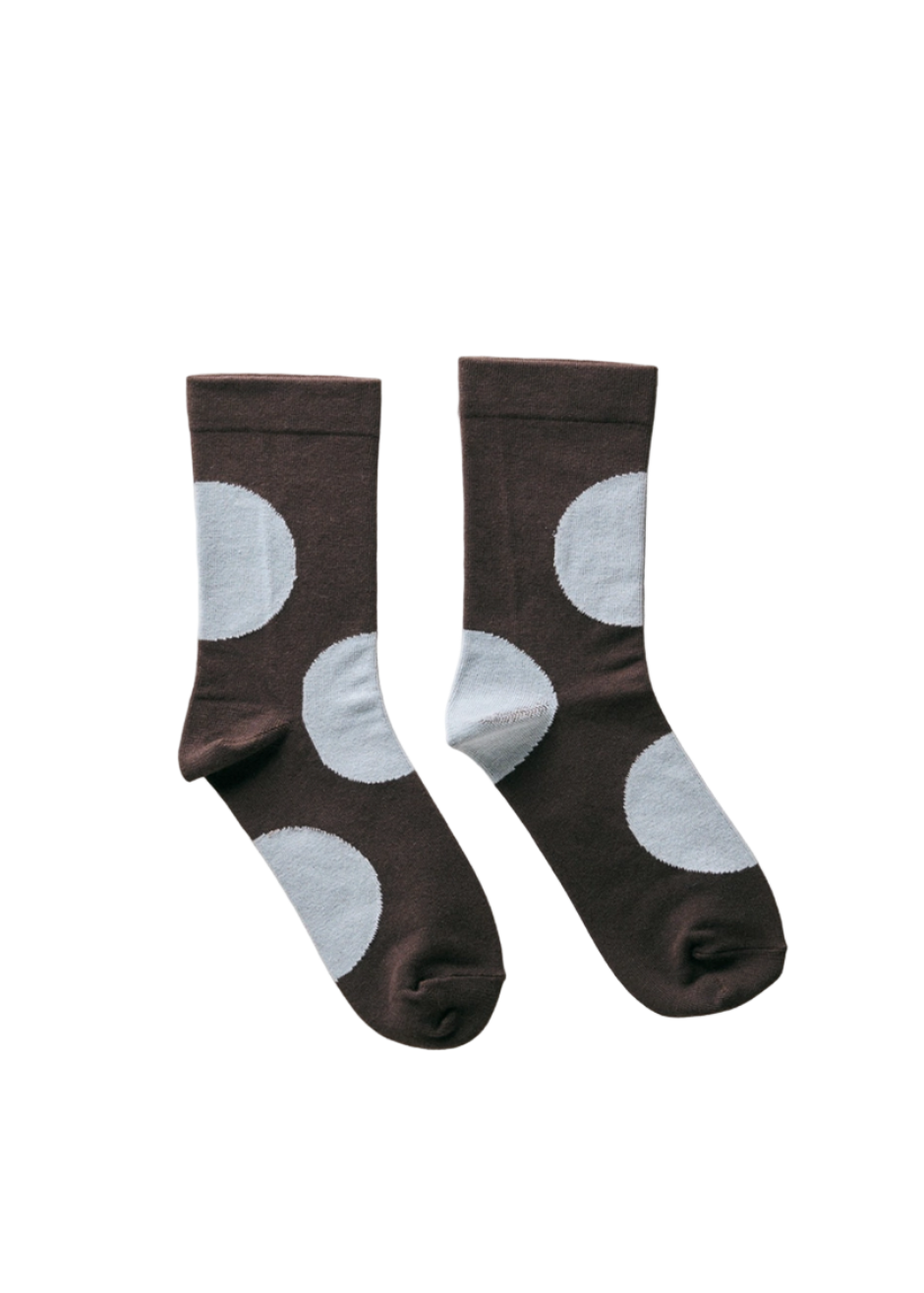 Organic Cotton Rubber Free Asymmetry Dot Socks // Blue