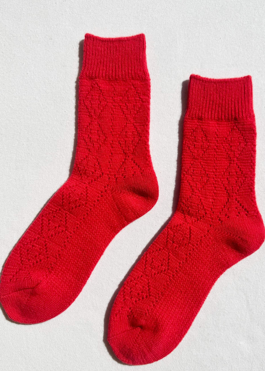 Cashmere Pointelle Socks // Red