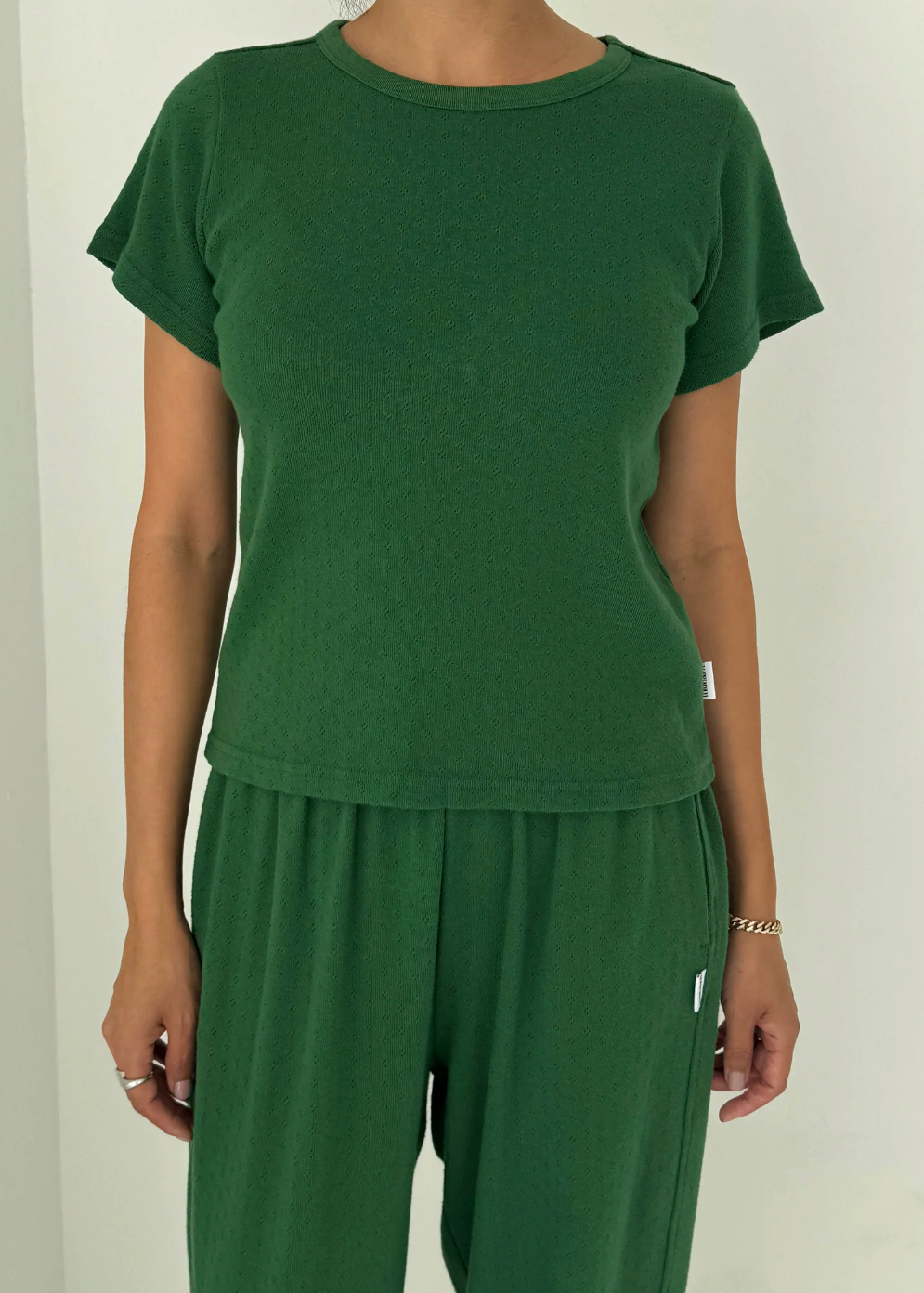 Pointelle Babe Tee // Moss Green