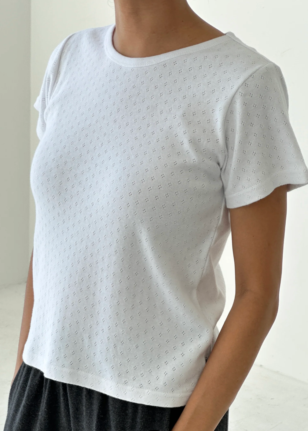 Pointelle Babe Tee // Snow White