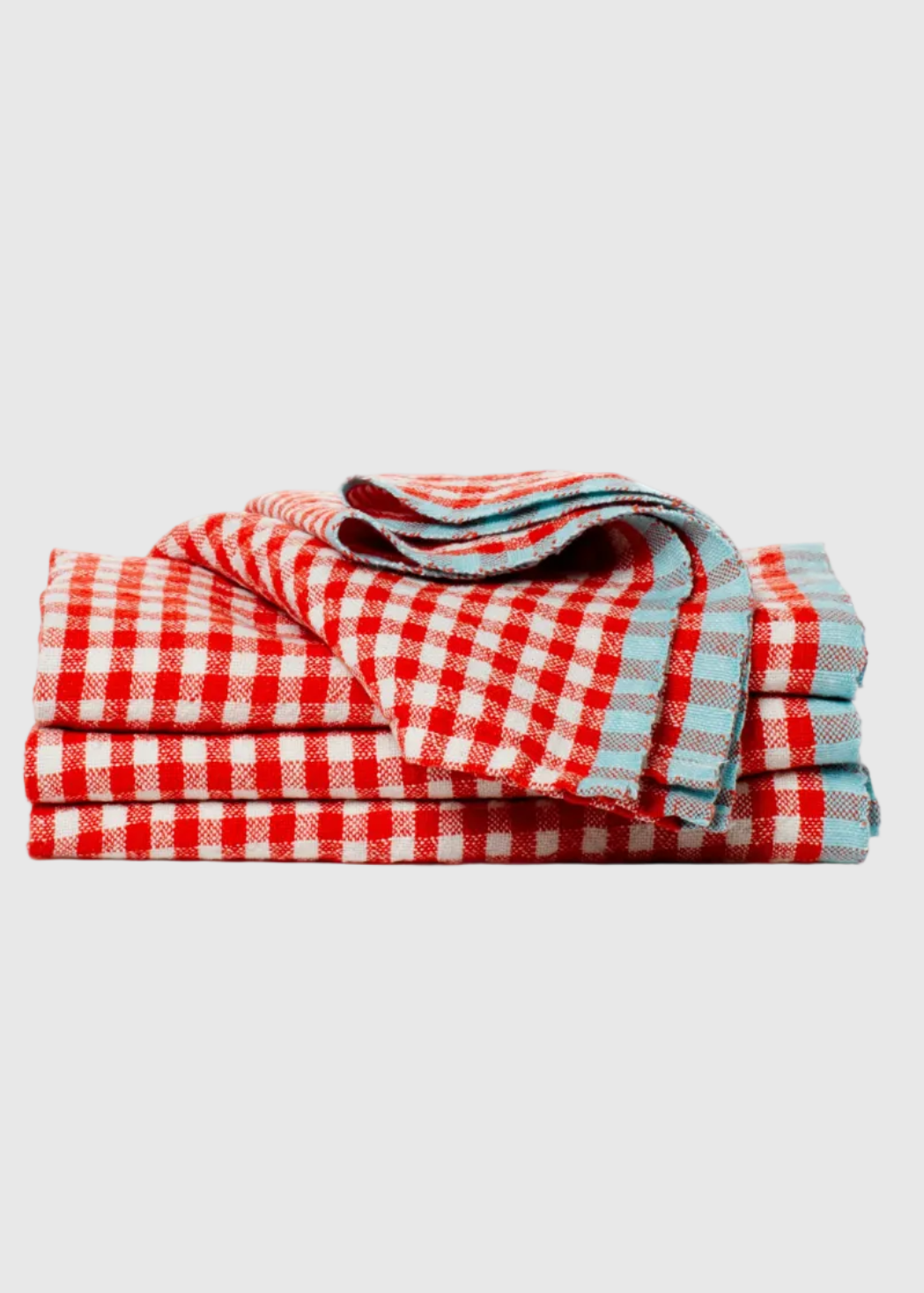 Two-Tone Gingham Napkins // Set of 4 // Orange Aqua