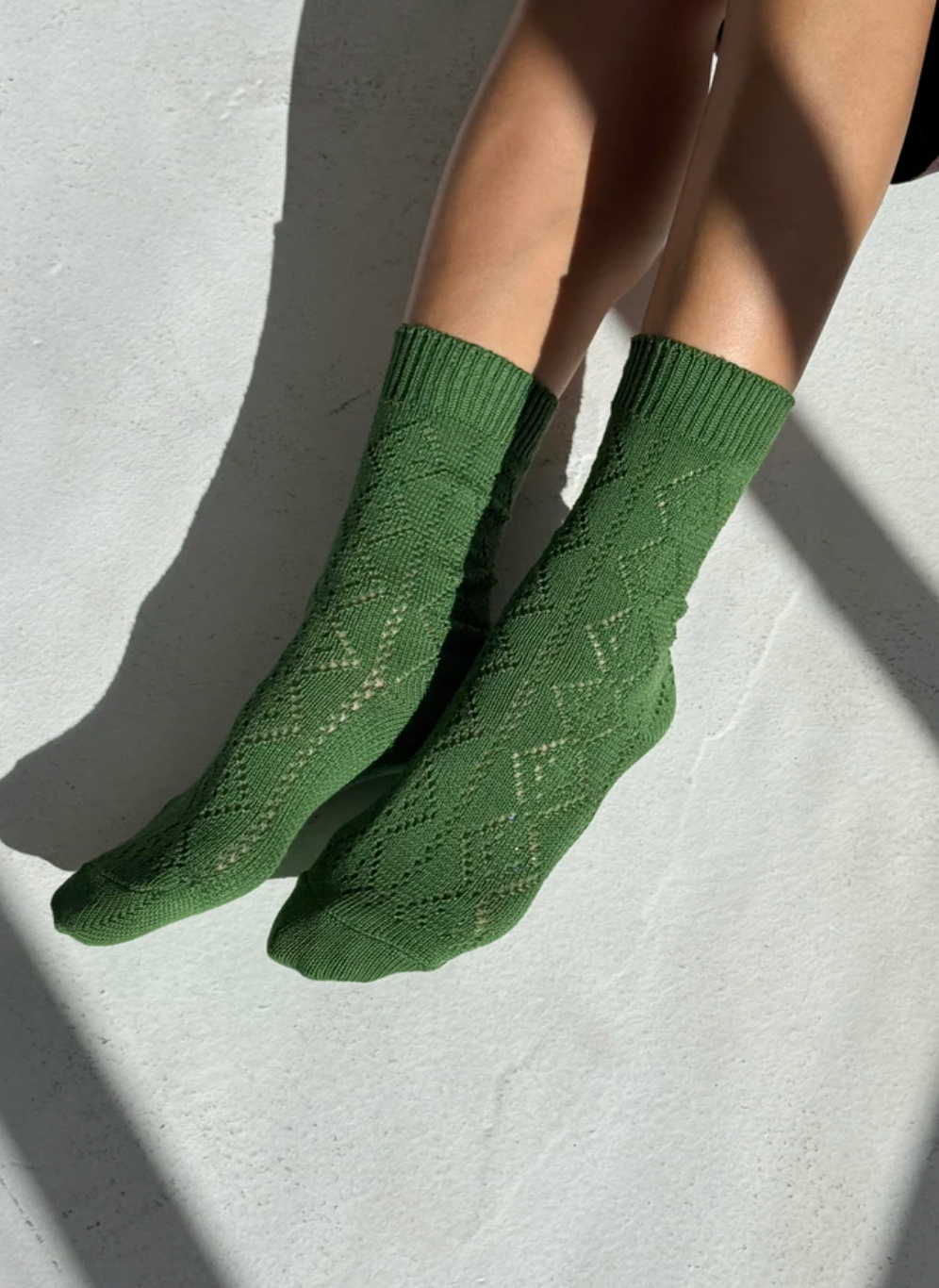 Modal Eyelet Socks // Palm Green