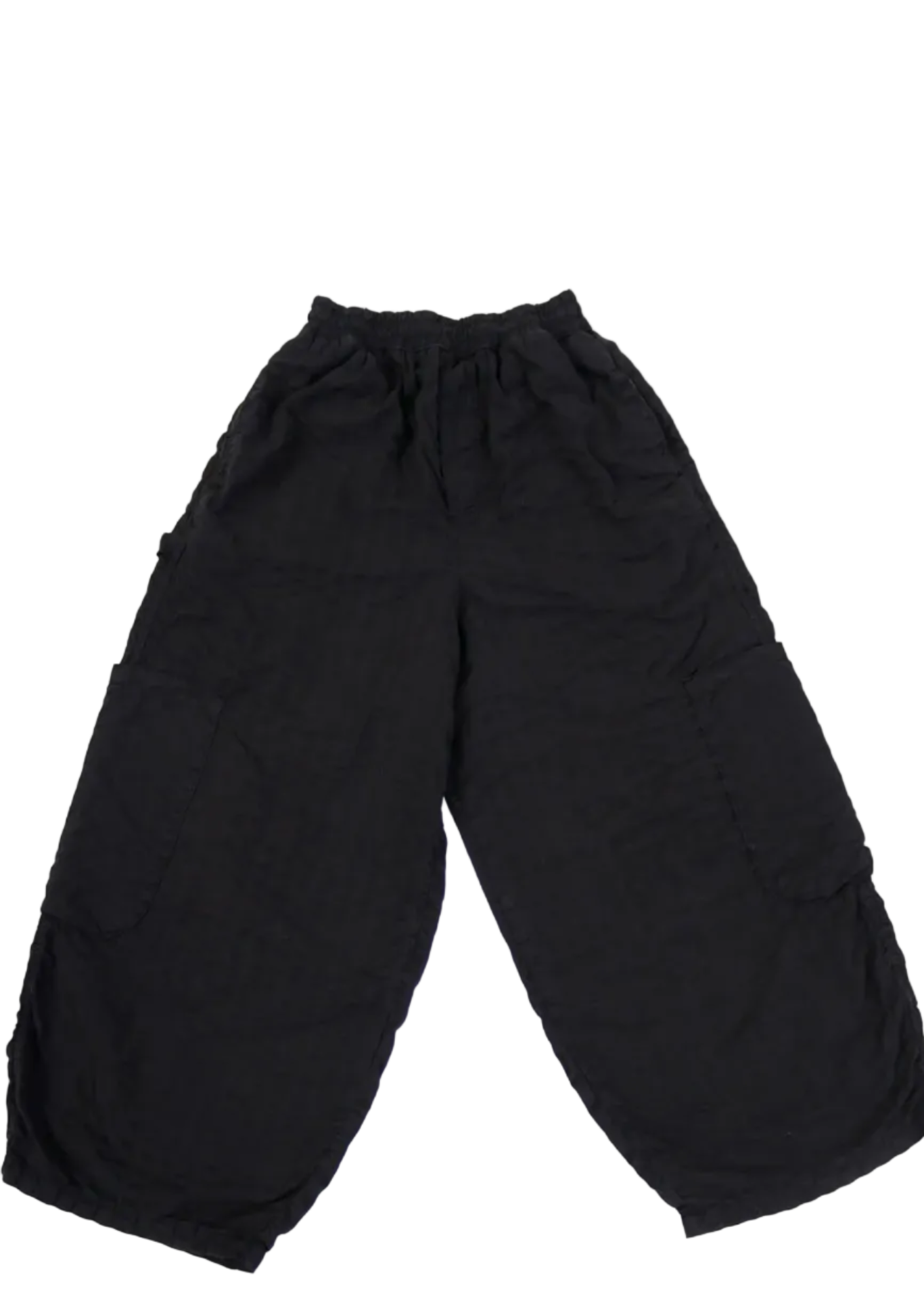 wide seersucker pants in black