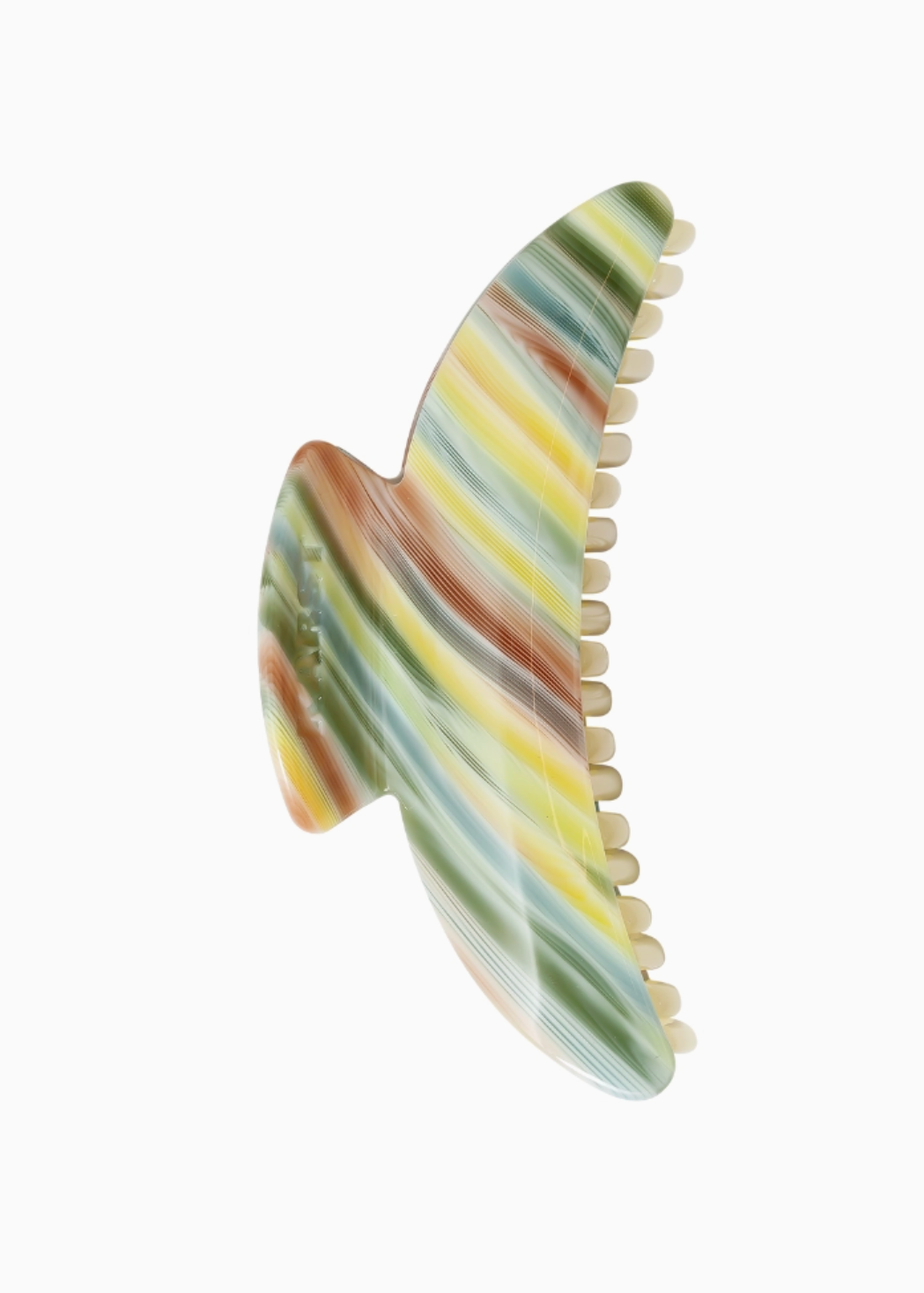 striped claw with yellow, brown, green, blue and white