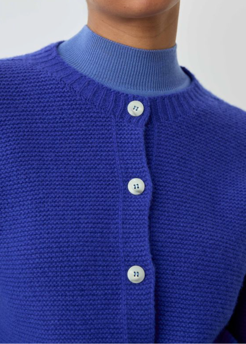 button up blue cardigan