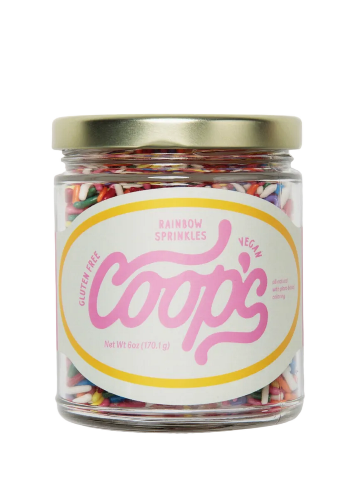 glass jar of rainbow sprinkles