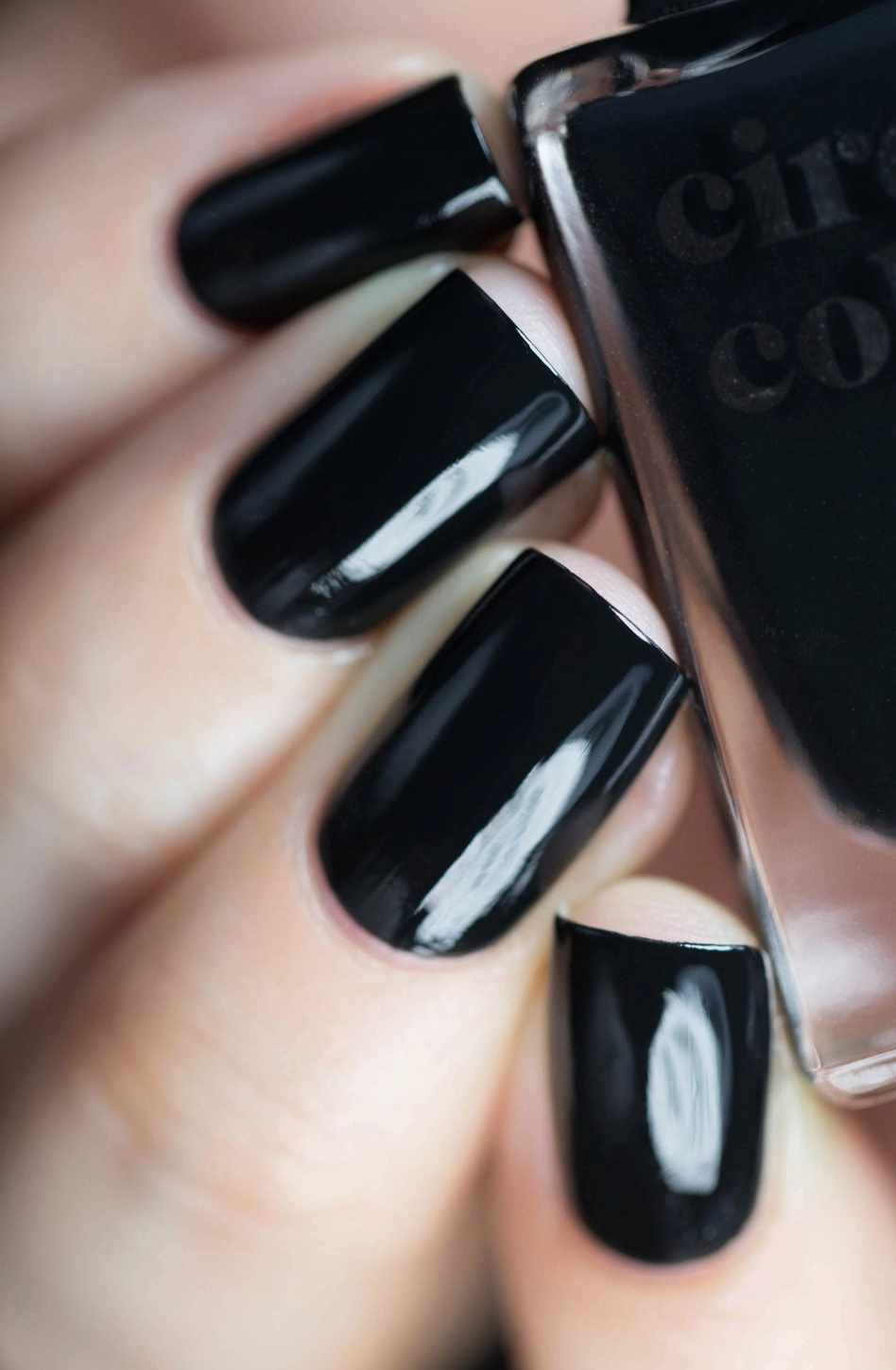black polish on nails