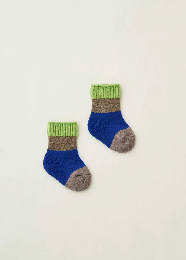 green blue and gray baby socks