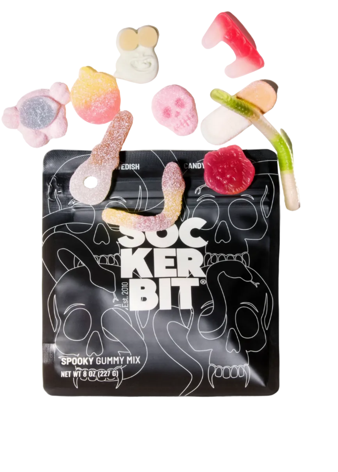 black bag with gummy candy