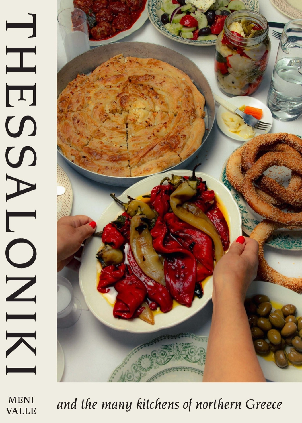 book cover with greek food