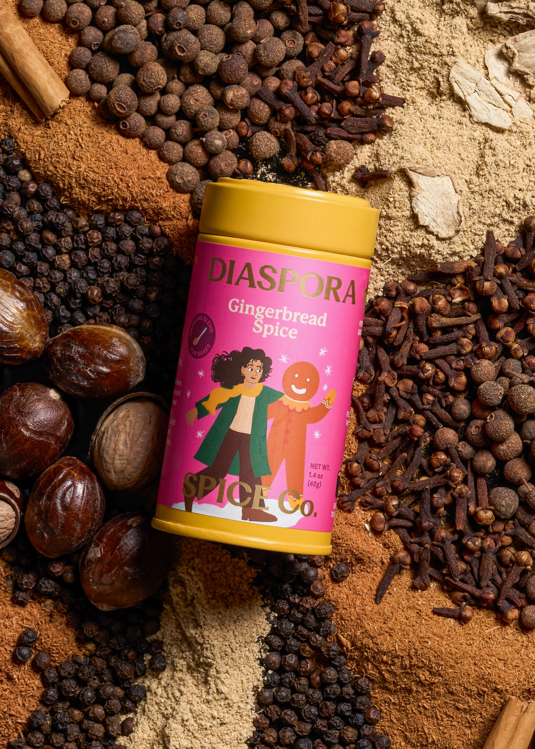 mixed spices and package of gingerbread spice