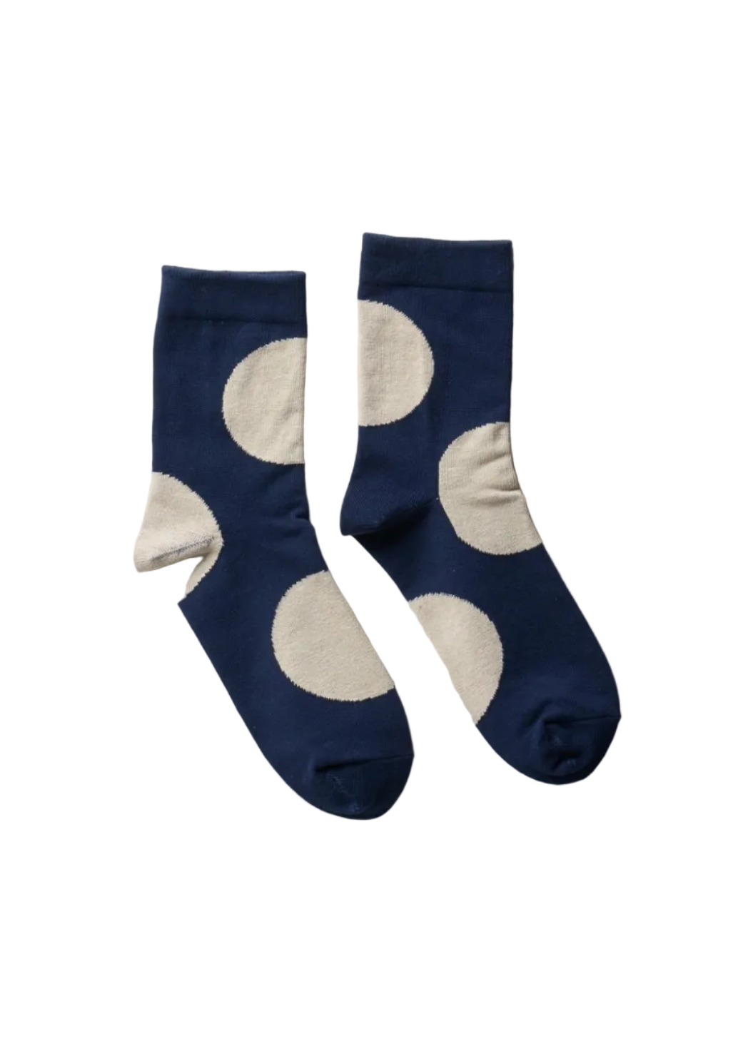 Yahae Garabou Organic Cotton Asymmetry Dot Socks – Navy