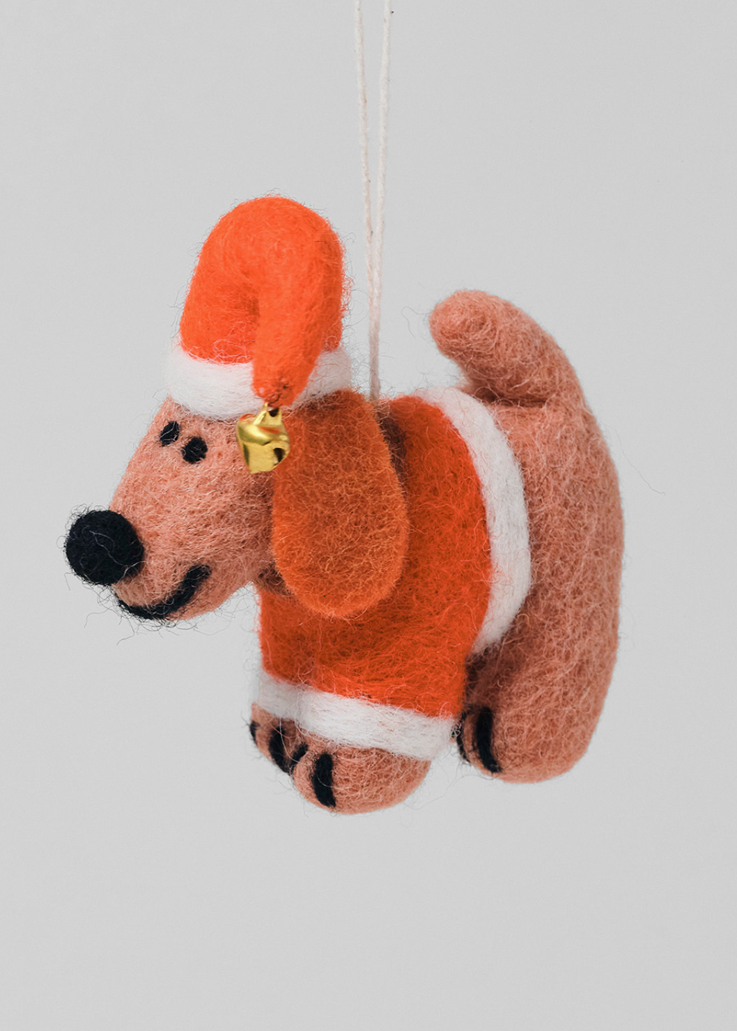 Santa Puppy Hanging Felt Ornament