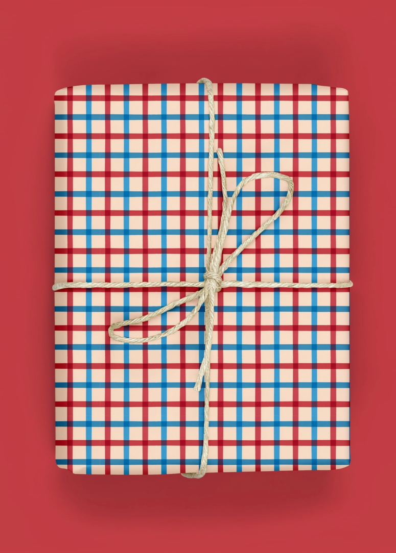 Block Print Plaid Gift Wrap – *In-Store Pick-Up Only