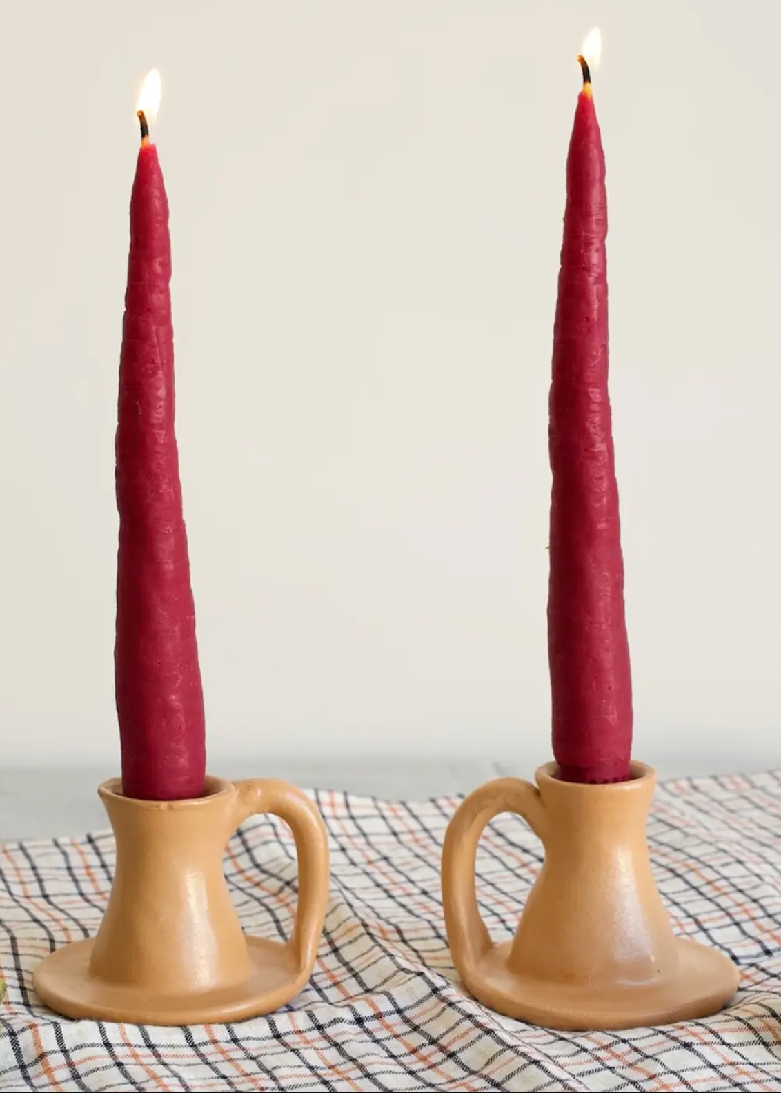 Beeswax Purple Carrot Taper Candle Pair (2)