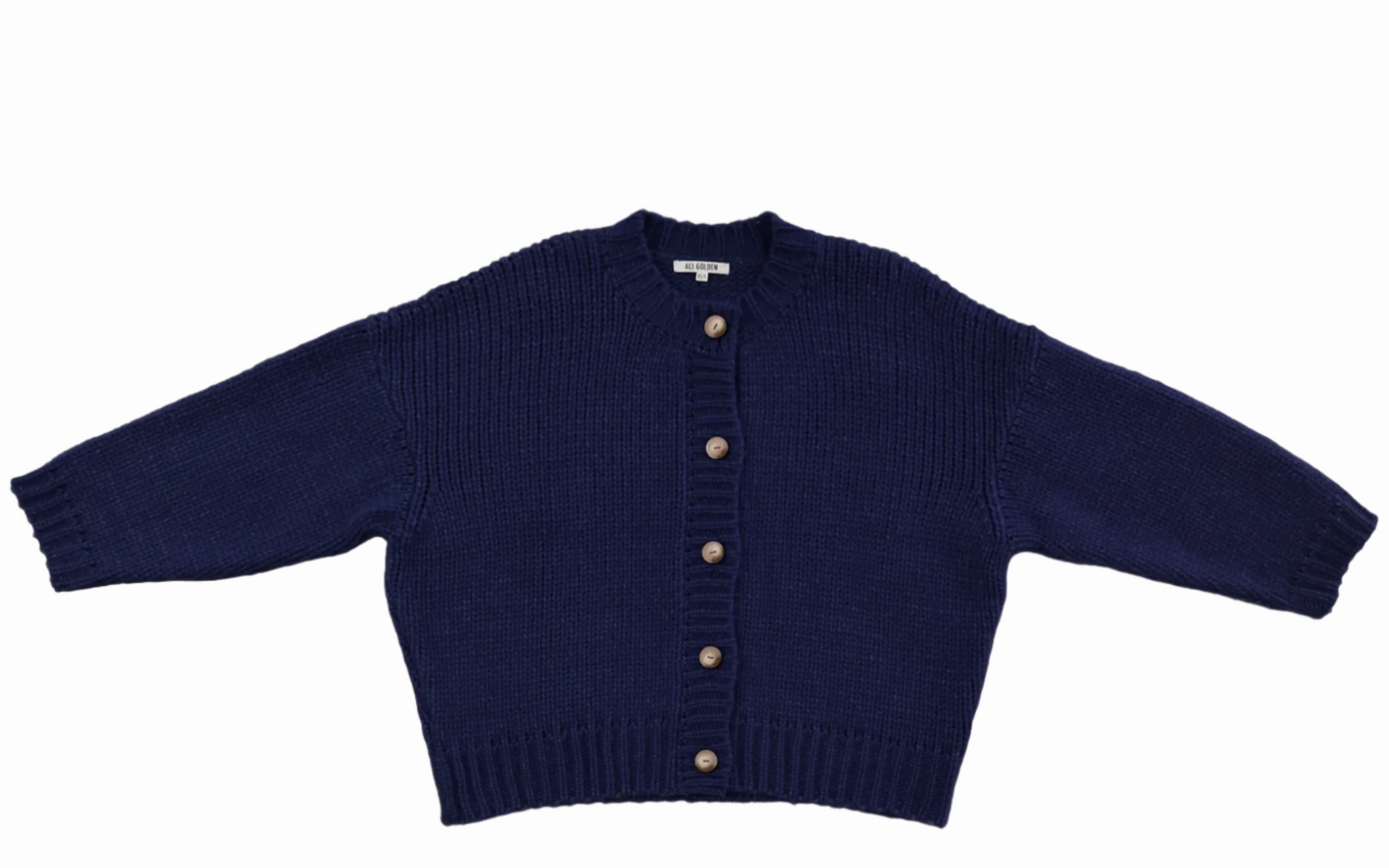 Merino Crewneck Cardigan // Navy