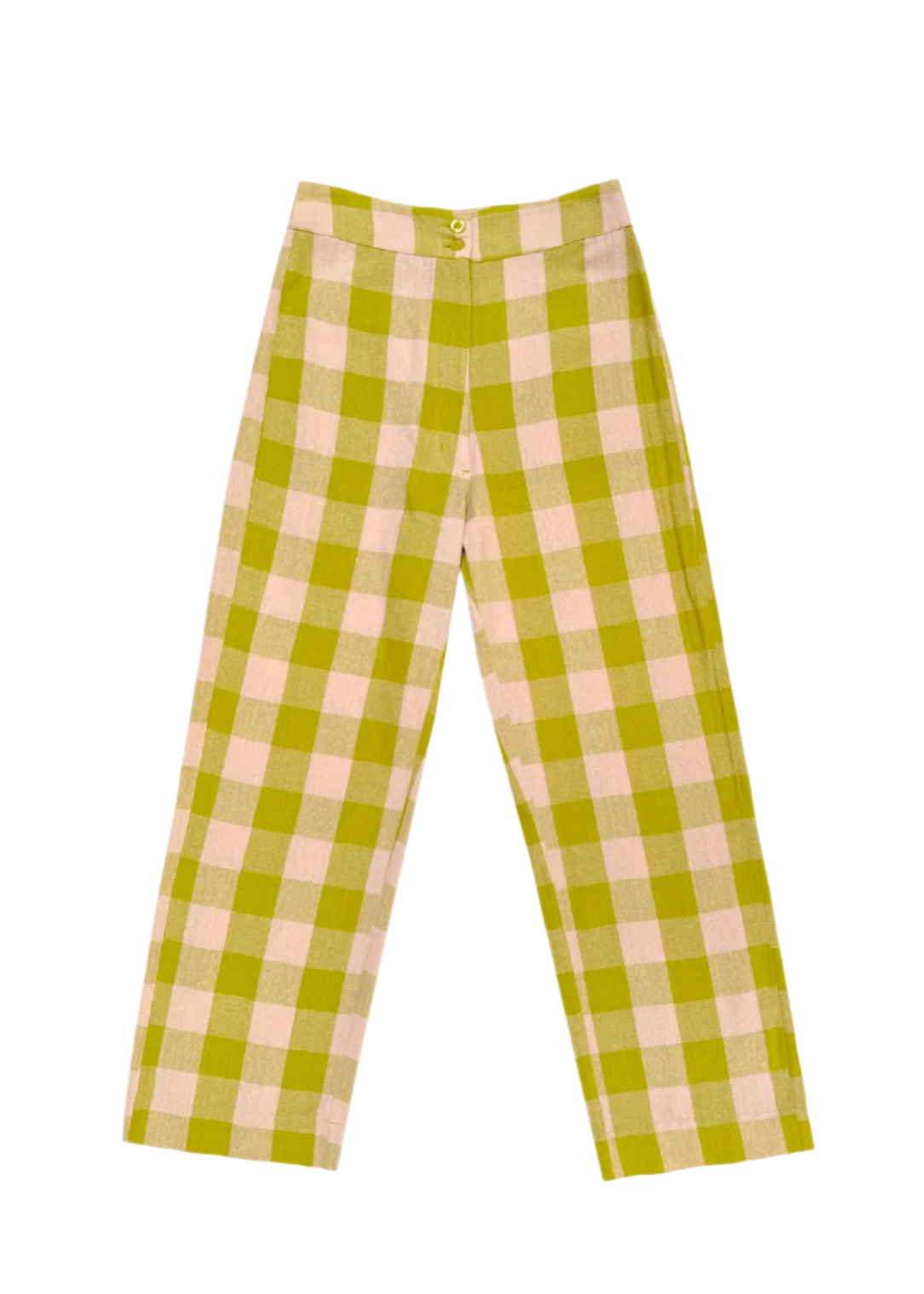 Fly Front Pants // Chartreuse/Pink