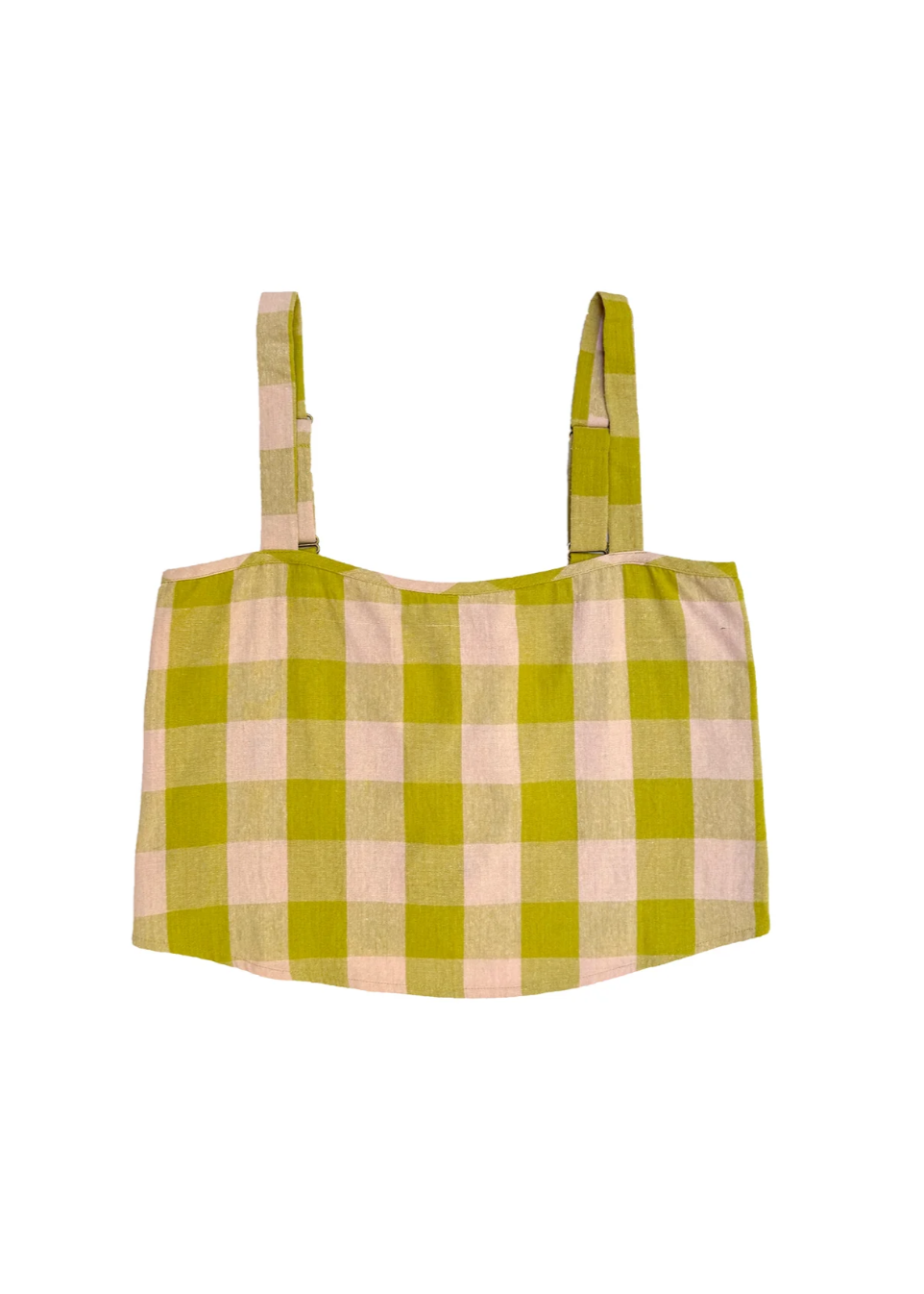 Button Back Tank // Chartreuse/Pink