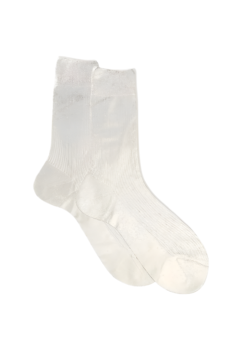 One Ribbed Laminated Socks // Silver