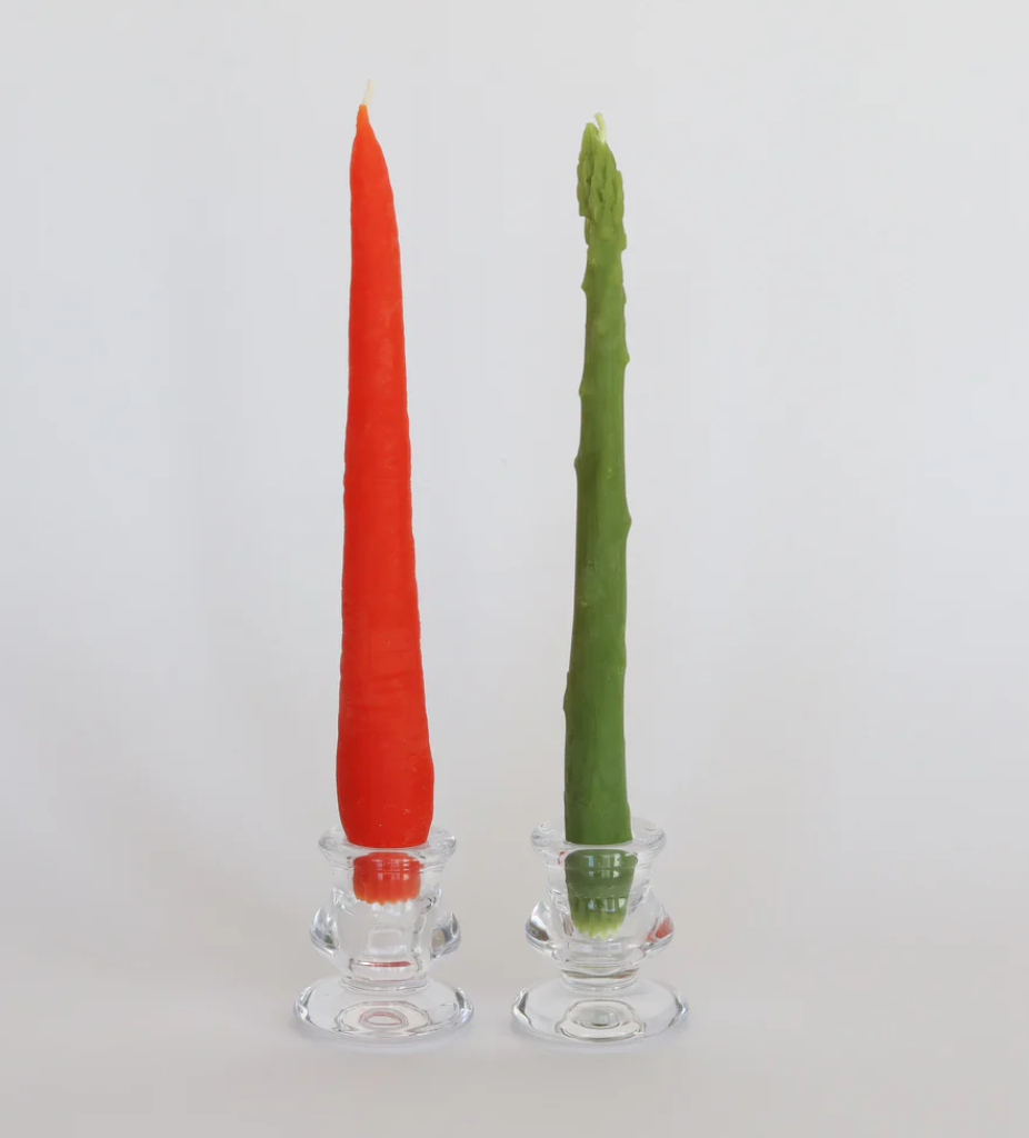 Beeswax Asparagus Candle Taper Pair (2)