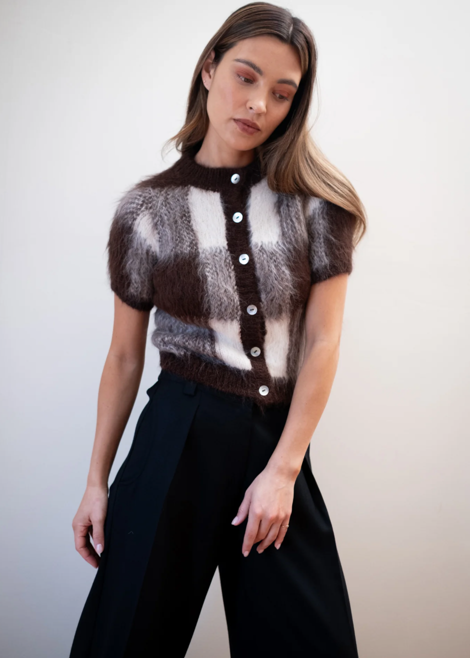 Short Sleeve Cardi // Plaid