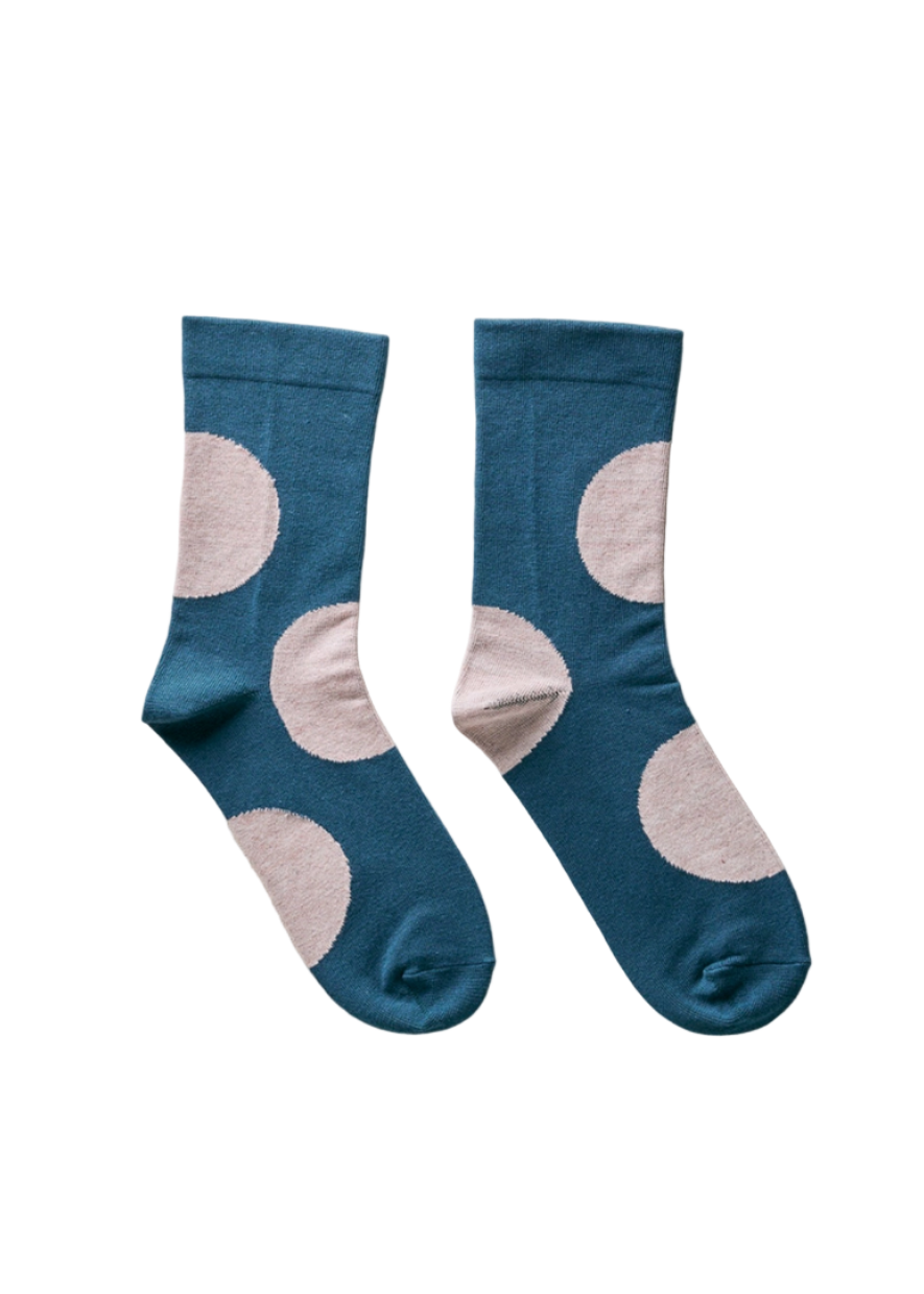 Organic Cotton Rubber Free Asymmetry Dot Socks // Pink
