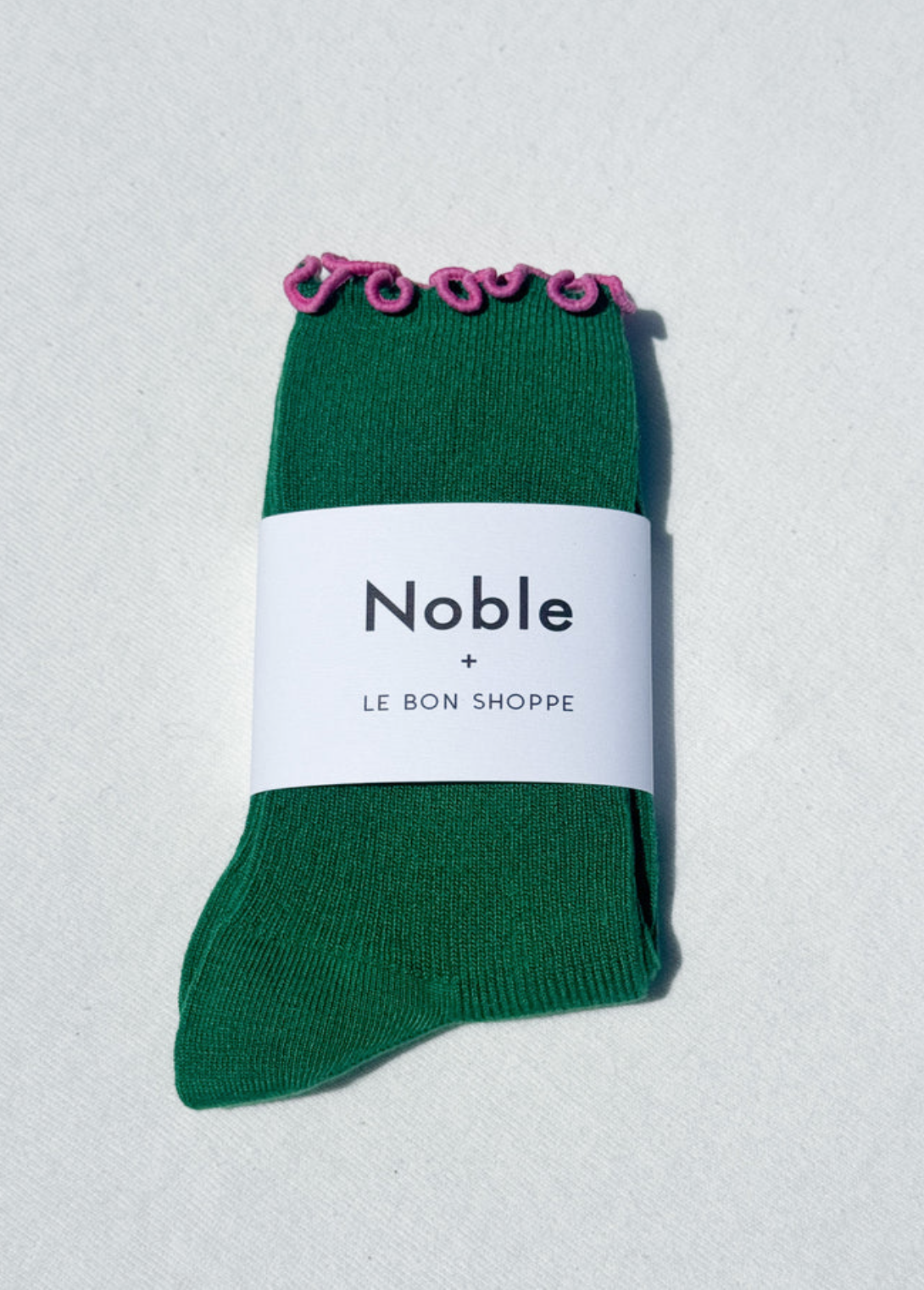 Ruffeled Modal Socks // Spinach Pink Edge
