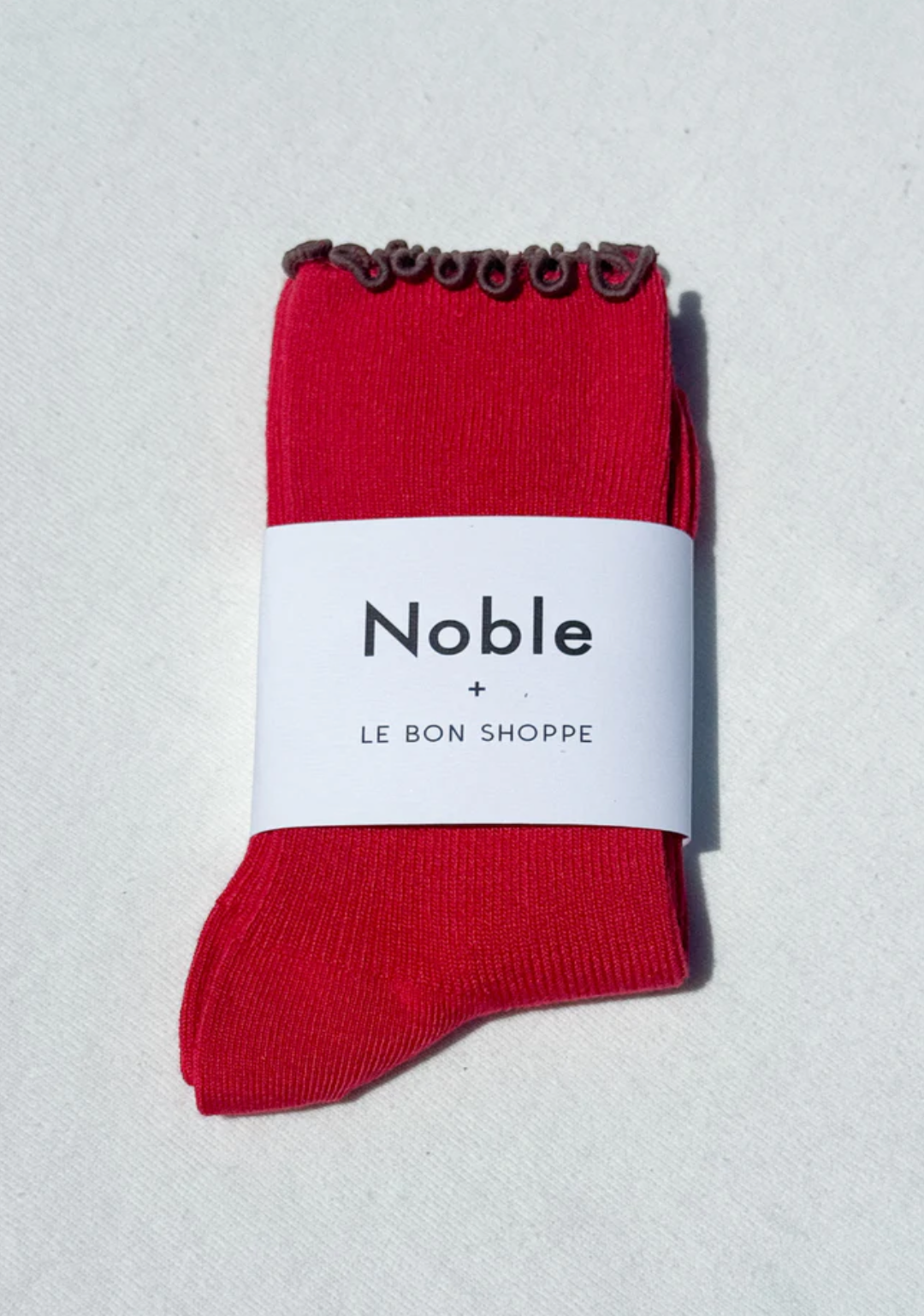 Ruffeled Modal Socks // Paprika Brown Edge