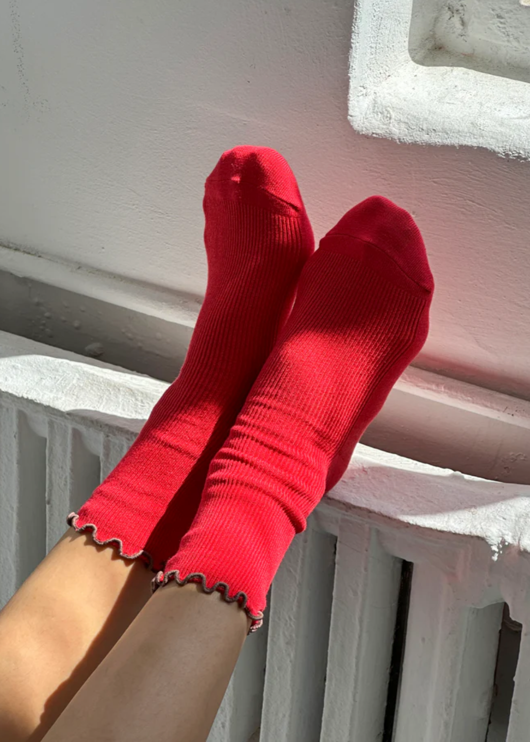 Ruffeled Modal Socks // Paprika Brown Edge