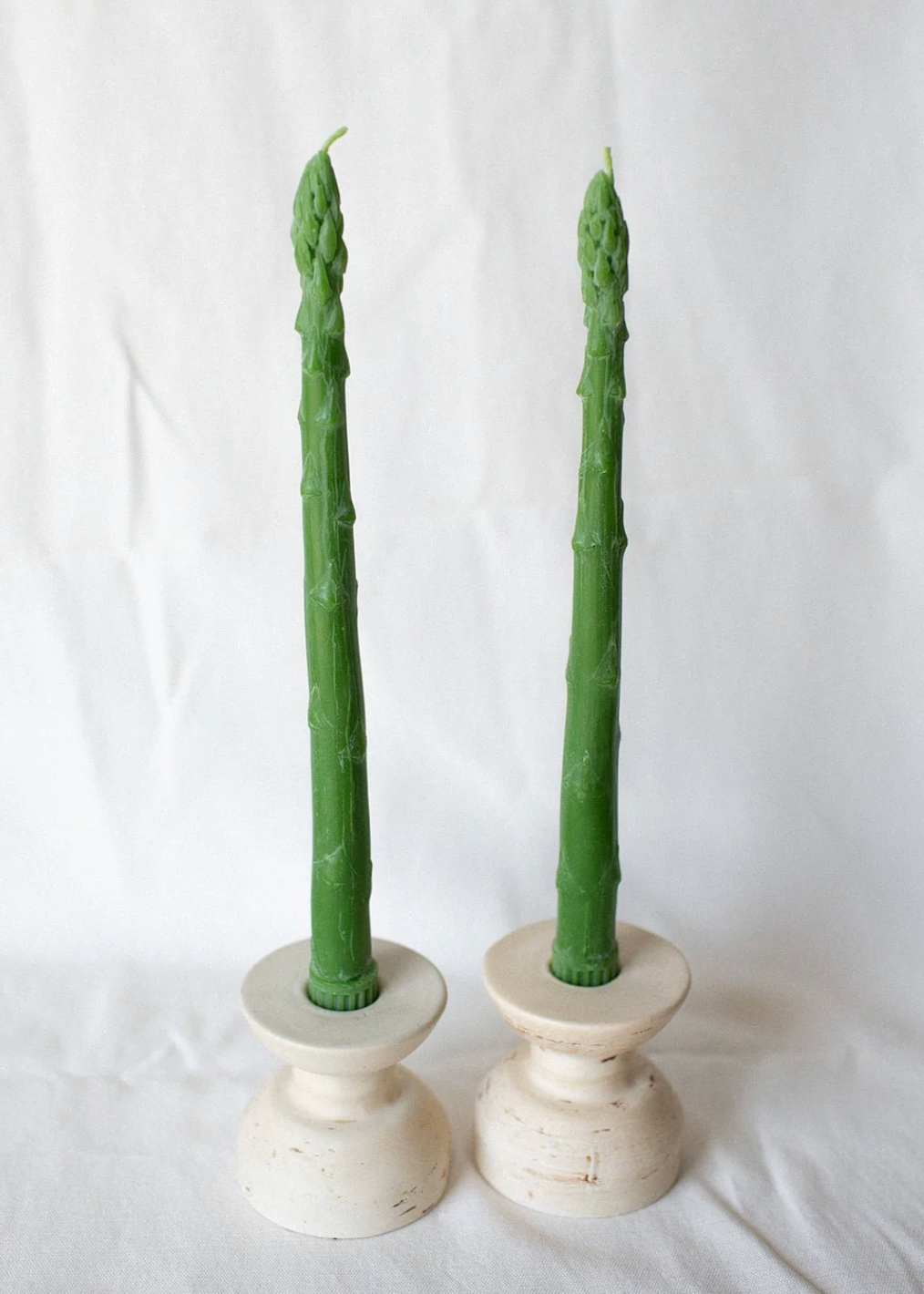 Beeswax Asparagus Candle Taper Pair (2)