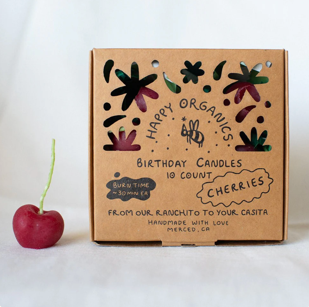 Cherry Beeswax Birthday Candles