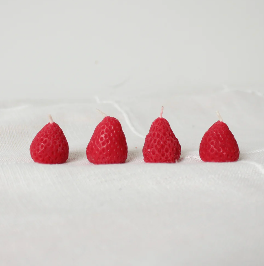 Strawberry Beeswax Birthday Candles
