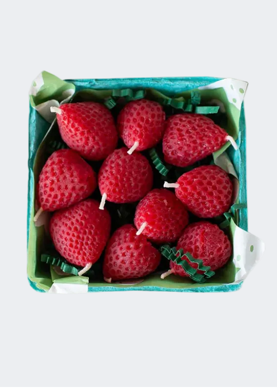 Strawberry Beeswax Birthday Candles