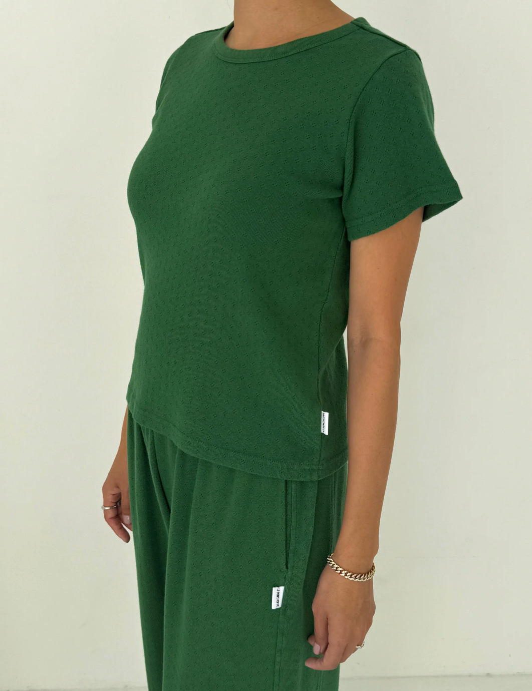 Pointelle Babe Tee // Moss Green