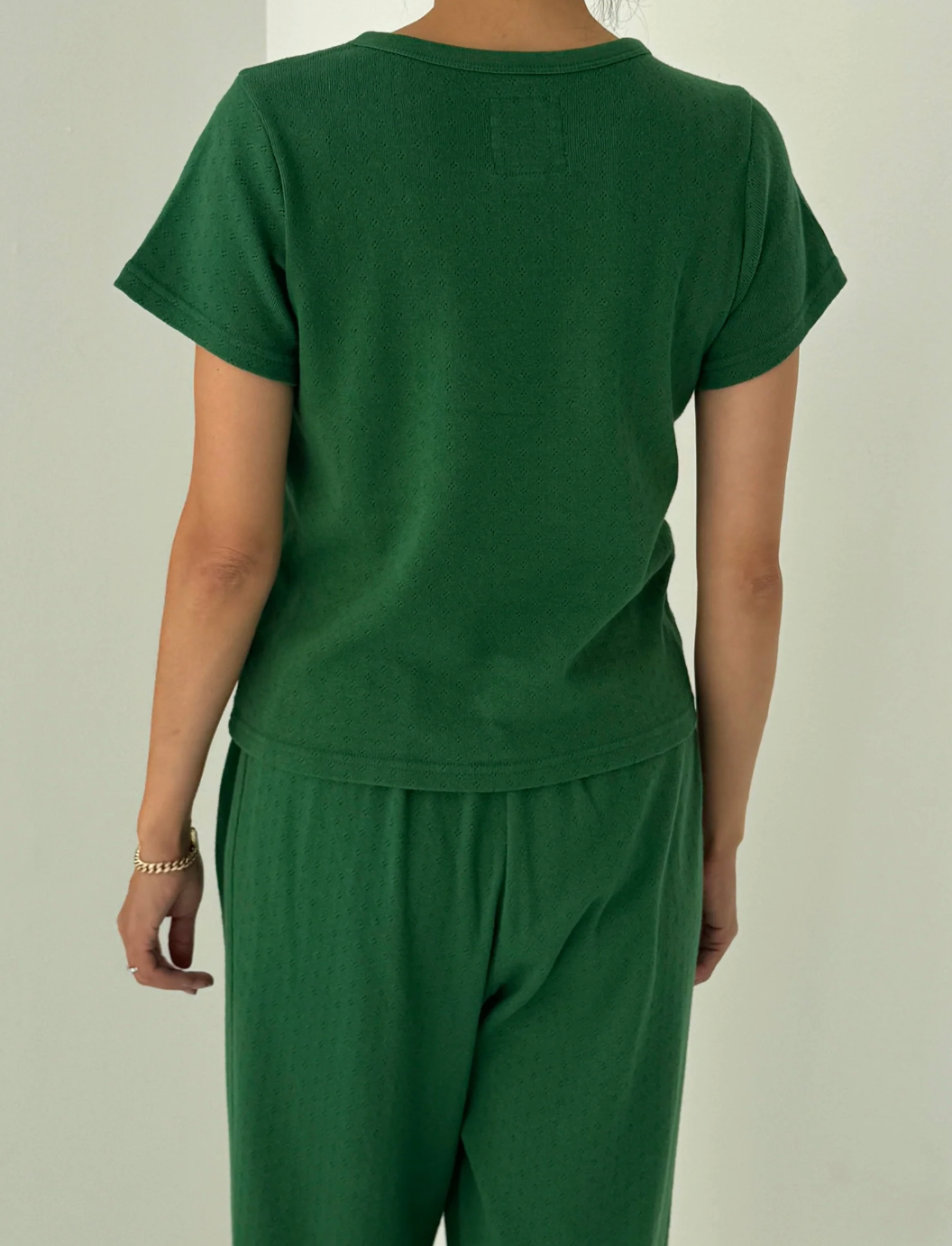 Pointelle Babe Tee // Moss Green