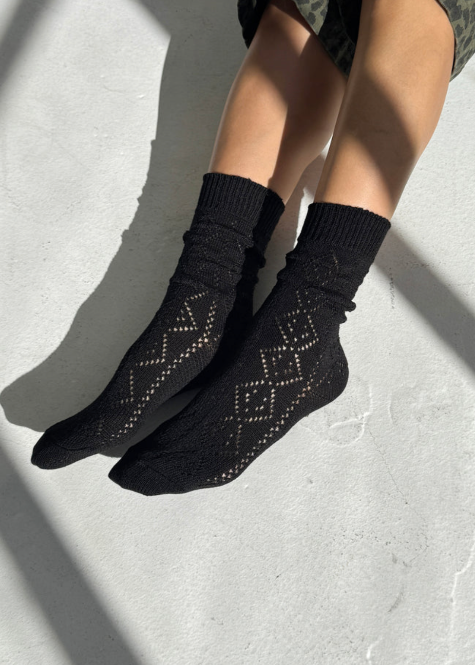 Modal Eyelet Socks // Jet Black