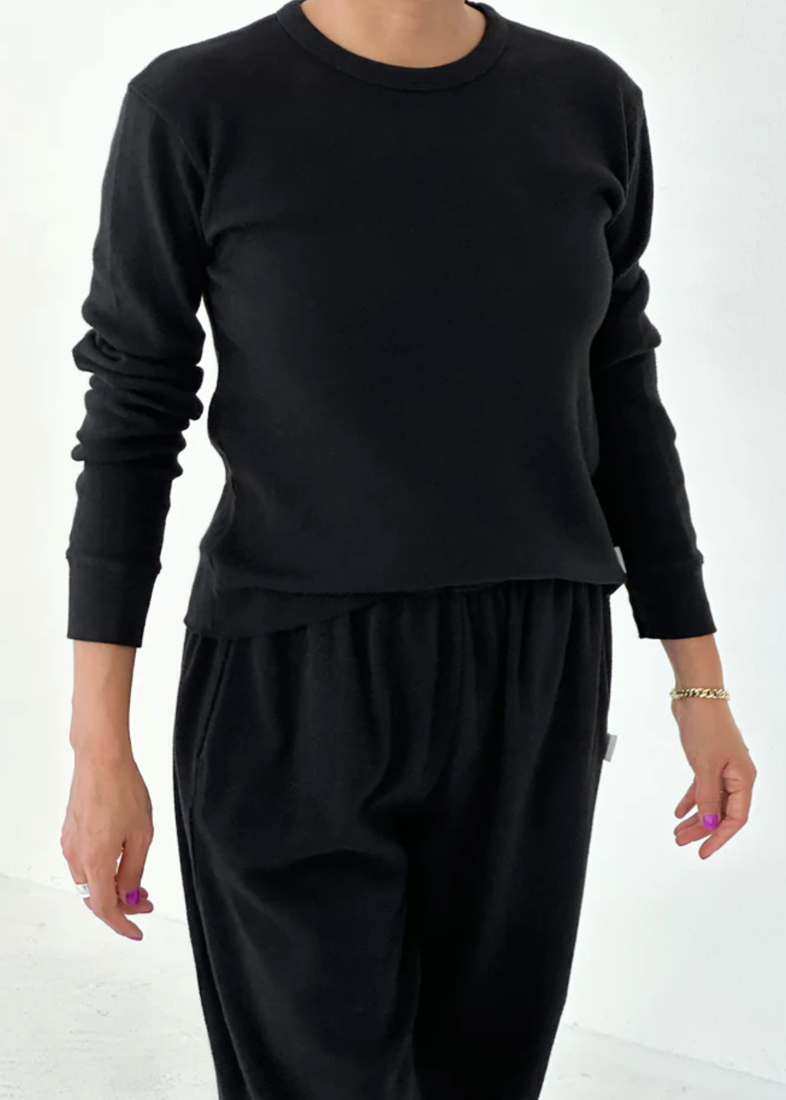 Pointelle Fundamental Tee // Black